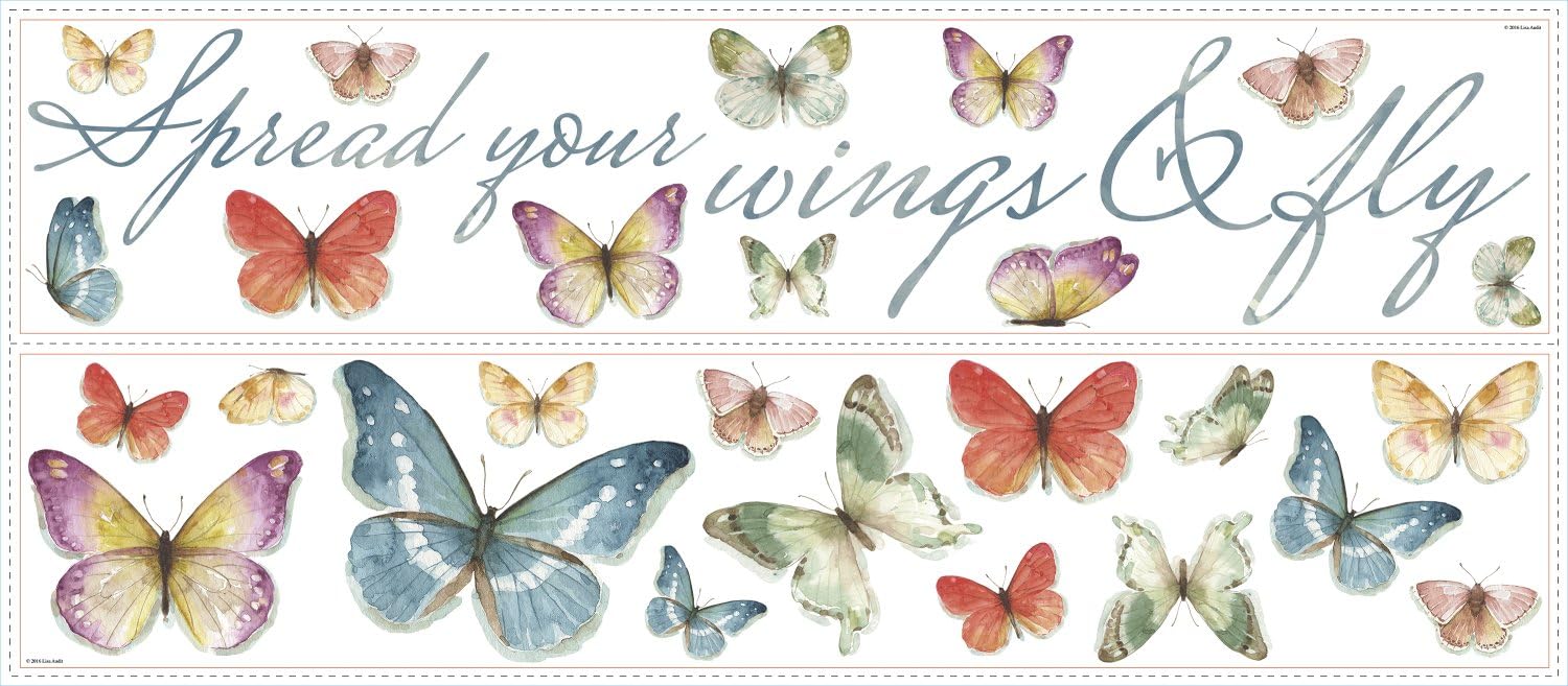 Colorful Butterfly Quote Peel and Stick Wall Decals