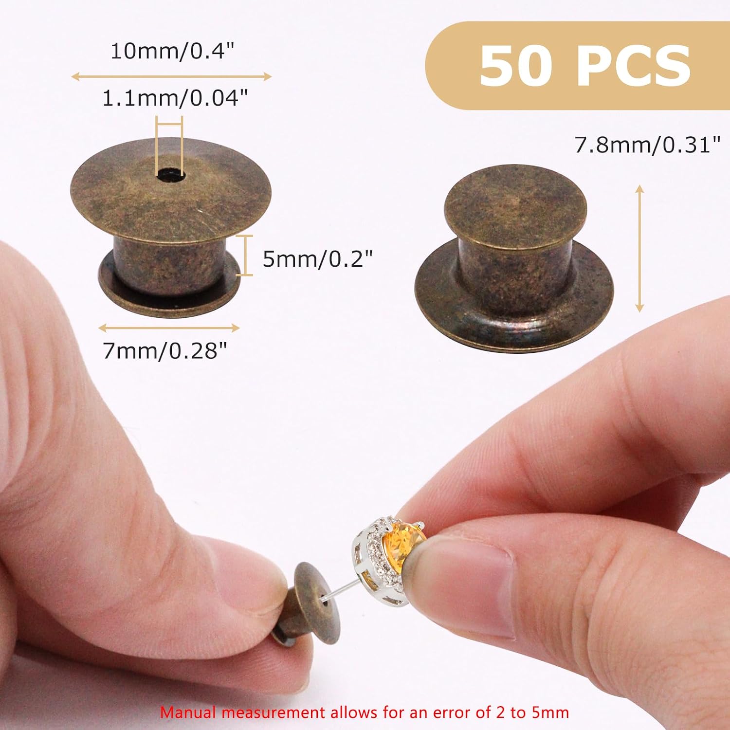 50pcs Locking Pin Backs, Pin Backs Locking Enamel Pin Making Kit Pins Keeper Clasp, Metal Pins Back for Enamel Brooch Lapel (Bronze)
