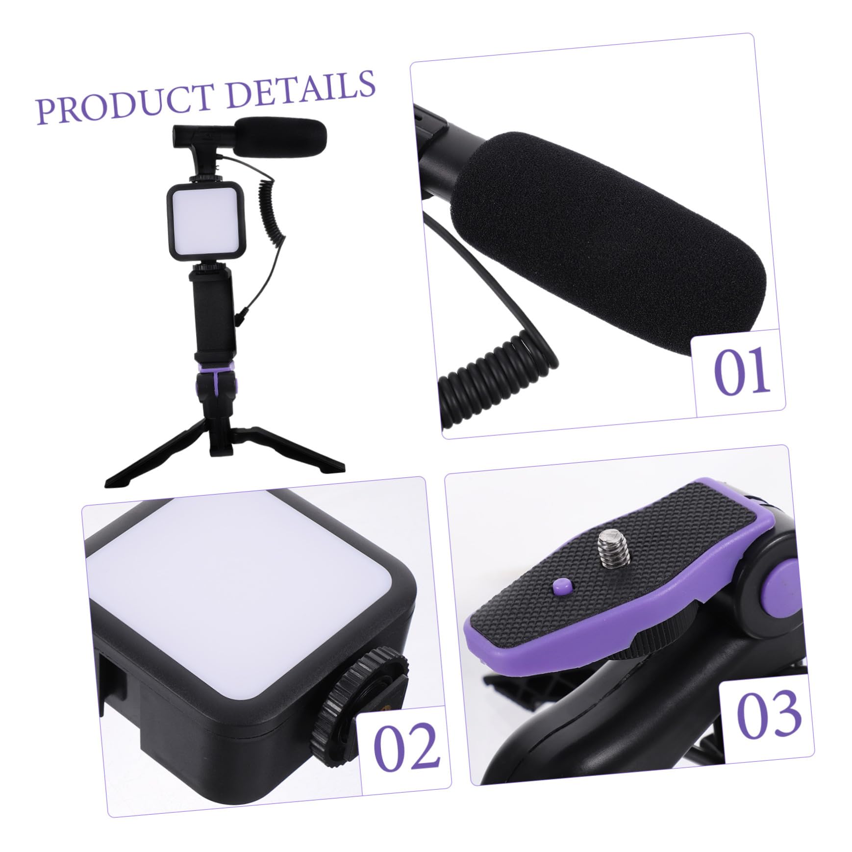 Trípode para Teléfono con Luz de Relleno Negro Abs 1 Juego | Soporte Móvil, Micrófono y Mando a Distancia, Cobre y Led, Fotografía y Viaje, para Principiantes y Profesionales