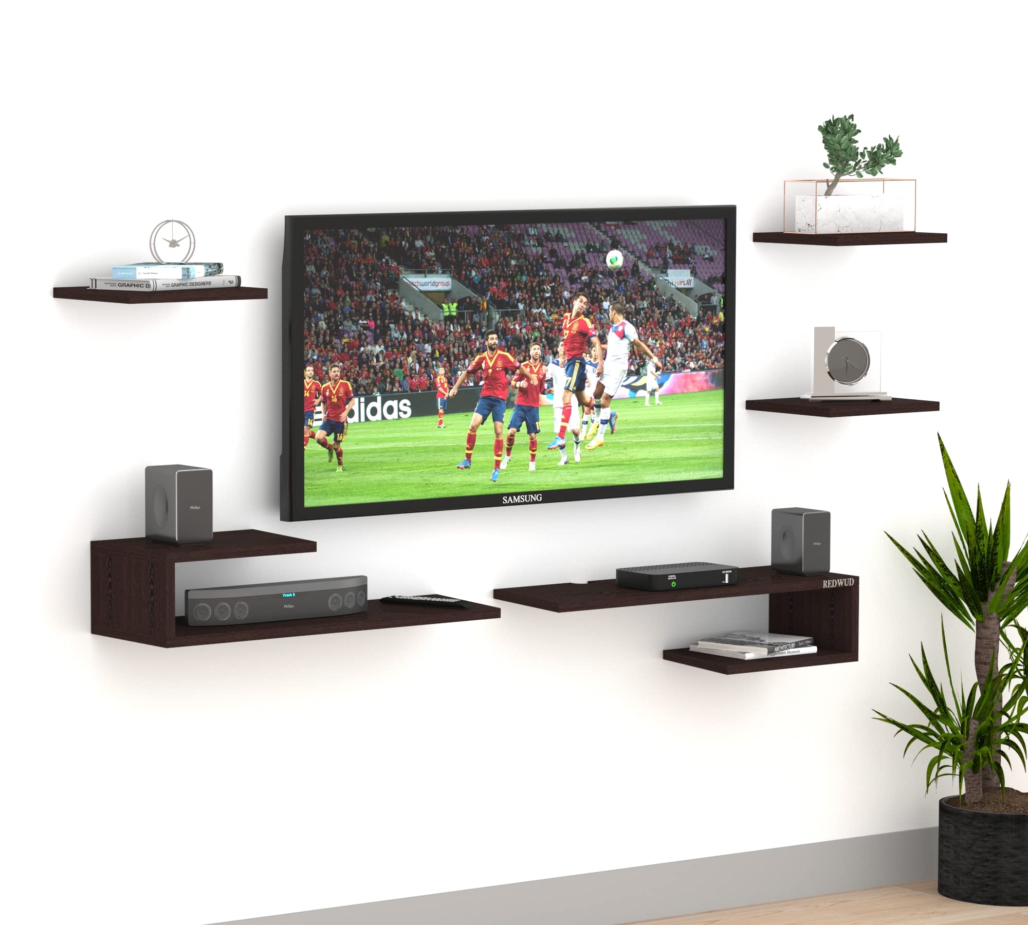 Redwud Tainy Engineered Wood TV Entertainment Unit | TV Stand | TV Cabinet | Wall Mount TV Unit for Living Room (Wenge) Matte Finish (D.I.Y)-image-6