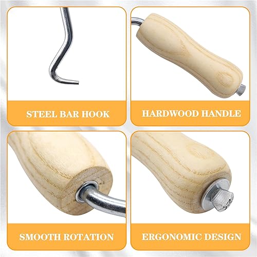 Miniatura 3 de mankk 2 unids Rebar Wire Twister Tie Twister Tool Concrete Metal Wire Twisting Fence Tool Pull Tie Wire Twister Mango de agarre de madera