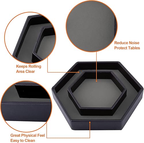 Miniatura 2 de SIQUK Bandeja de dados con tapa hexagonal para dados para juegos de dados como RPG, DND y otros juegos de mesa, gris