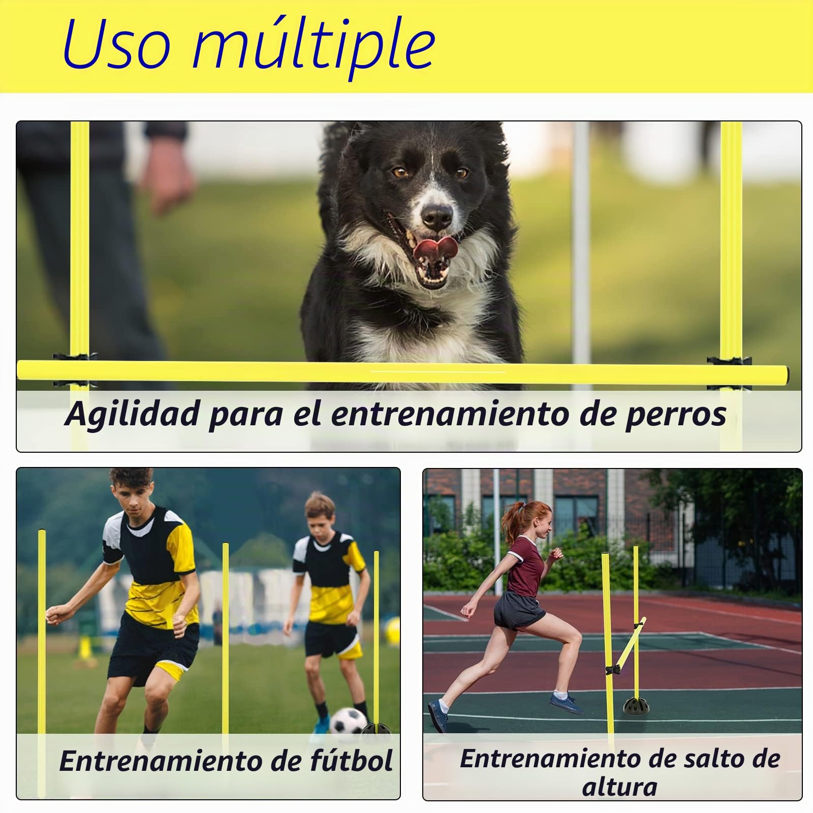 Froadp Agility Sports Juego de barras de salto para perros, altura ajustable, juego de obstáculos para entrenamiento funcional condicional, juego de obstáculos para baloncesto y fútbol