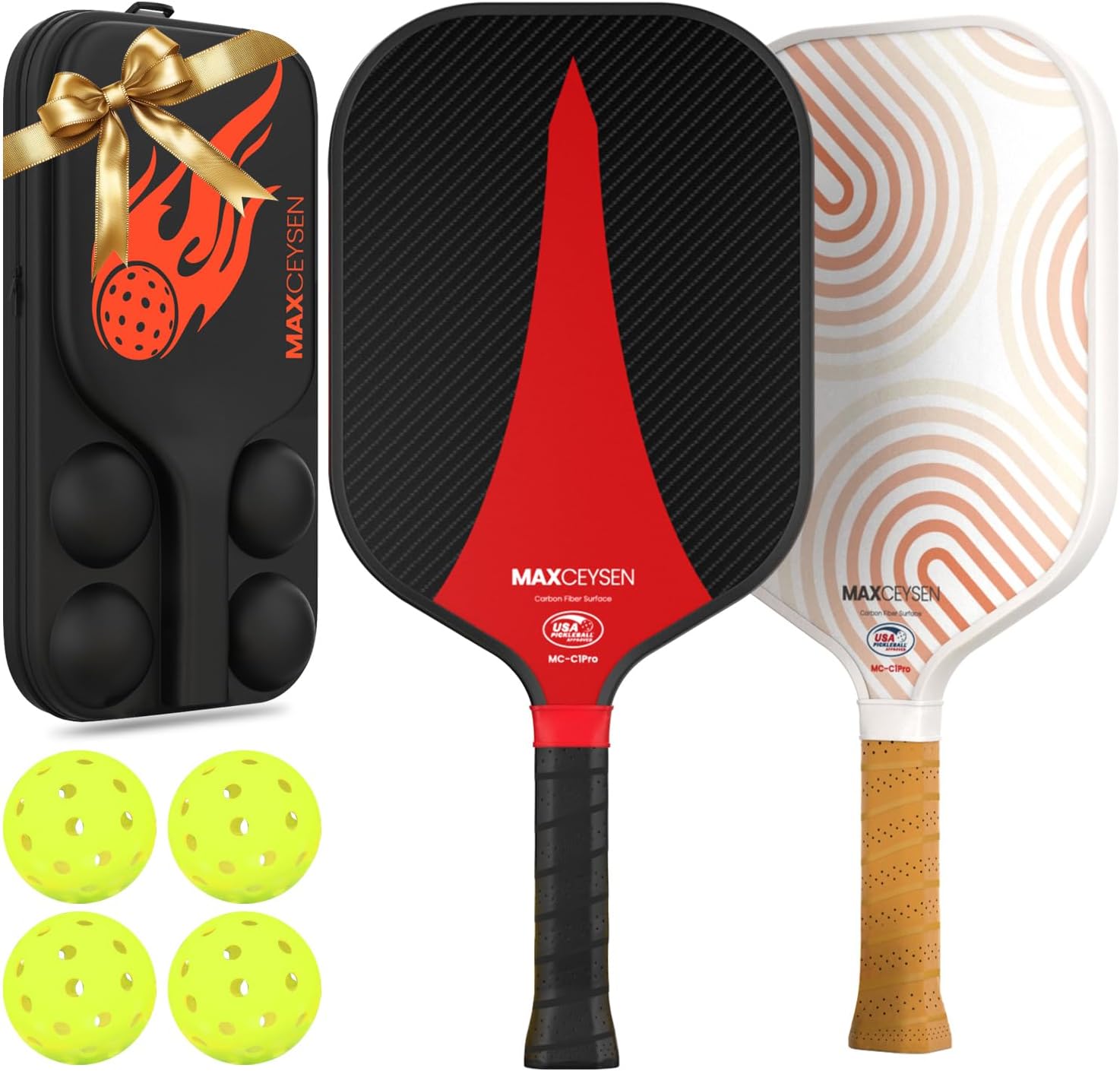 Pickleball Paddles T700 Carbon Fiber Surface Paddle USAPA Approved 16MM High Performance Lightweight Racket with Wide Face Long Grip for Men Women Beginner Starters Partners Couples