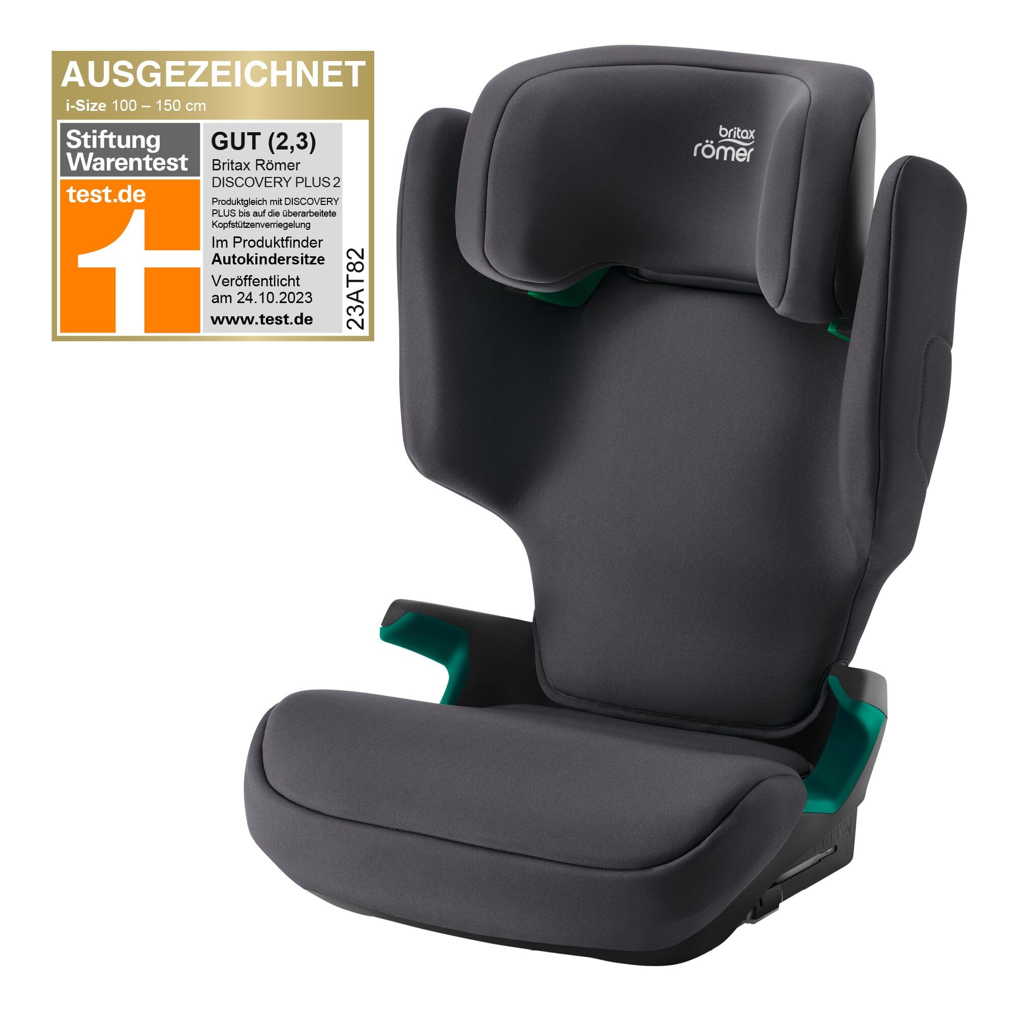 BRITAX RÖMER Seggiolino Auto DISCOVERY PLUS 2, con Sistema di Fissaggio ISOFIX, Bambini da 100-150 cm (i-Size), da 3.5-12 anni, Midnight Grigio