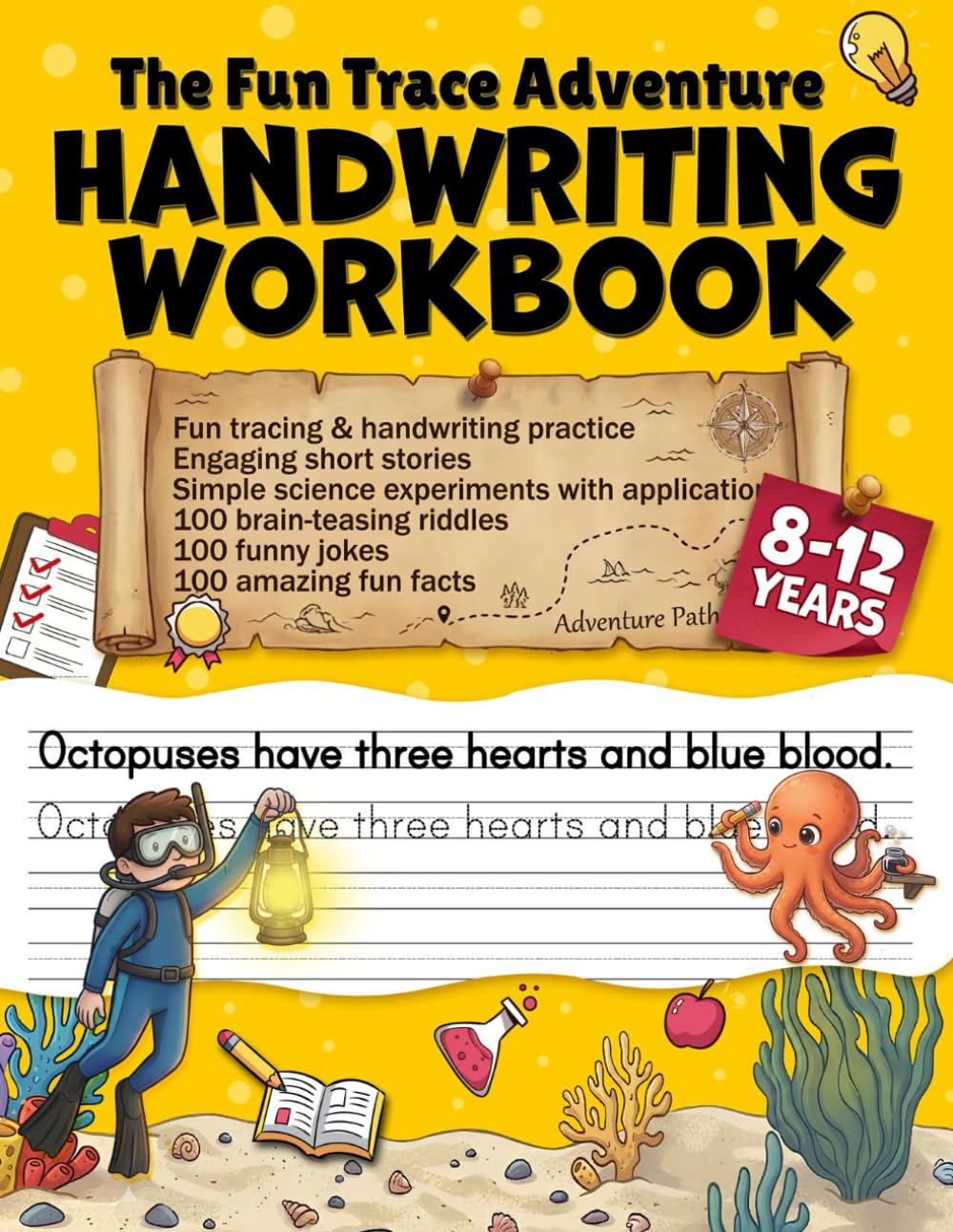 The Fun Trace Adventure handwriting Workbook for Kids: Build Strong Writing Skills with 150 Fun Pages | Featuring Jokes, Science, Animal, Facts, Stories & More