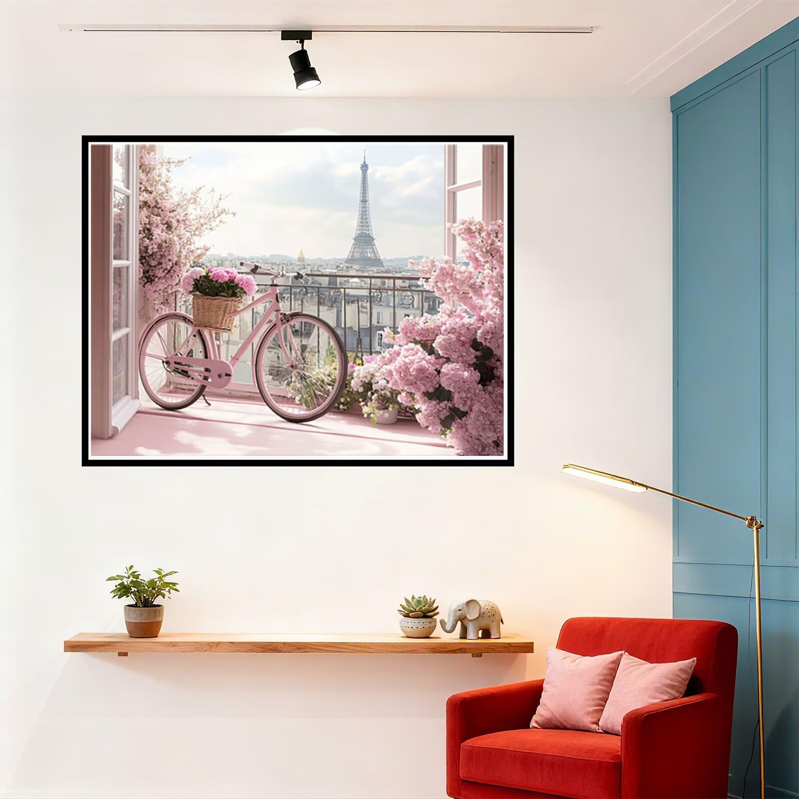 Fahrrad Malen Nach Zahlen Erwachsene Landschaft Malen Nach Zahlen Kinder ab 7, DIY Set Erwachsene Bastelsachen Kreativ Set für Kinder Geschenke für Männer, Weihnachten Halloween Deko 60x80cm H - 538