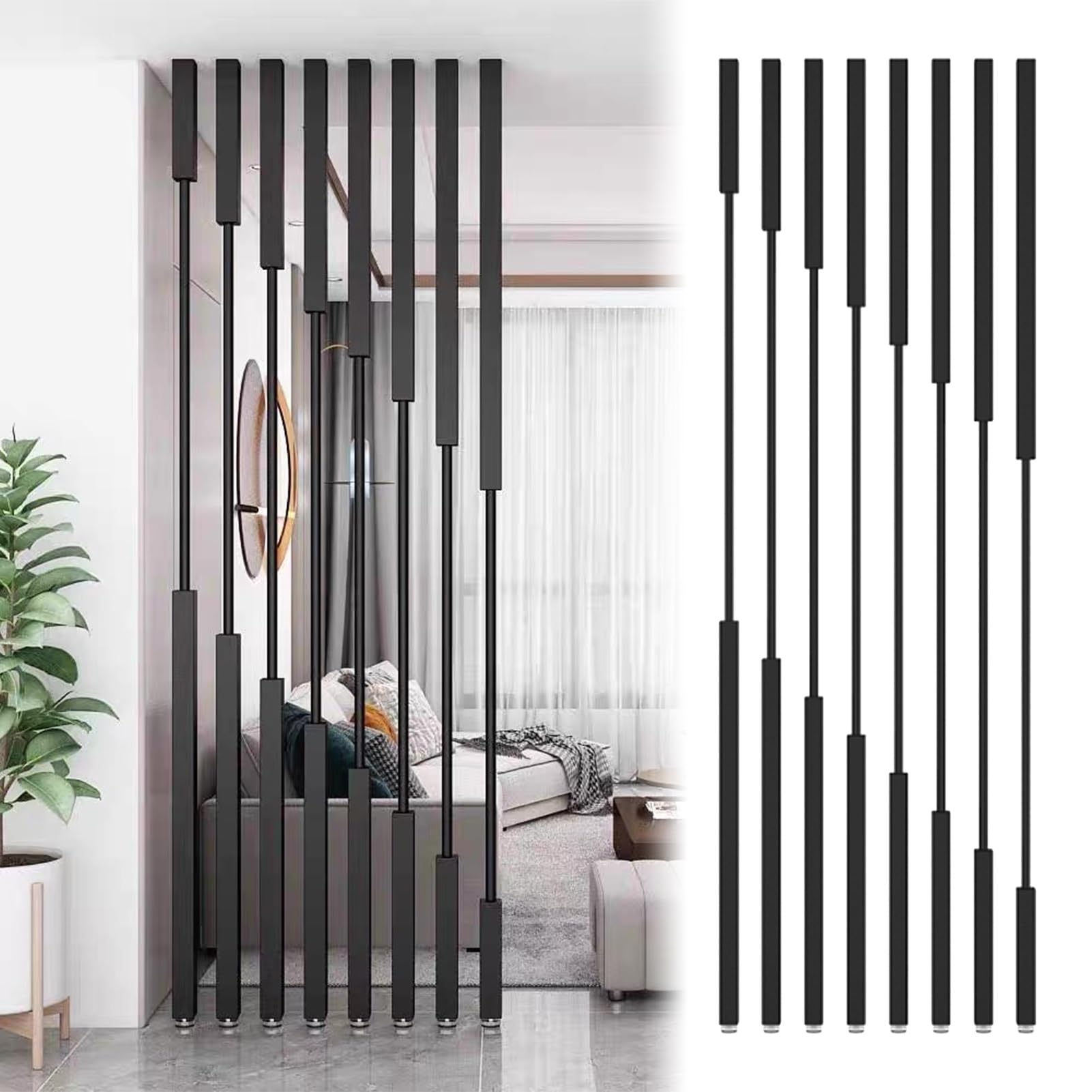 Privacy Screen Room Dividers, Ceiling to Floor Partition Posts for Living Room, Bedroom, Office Decor