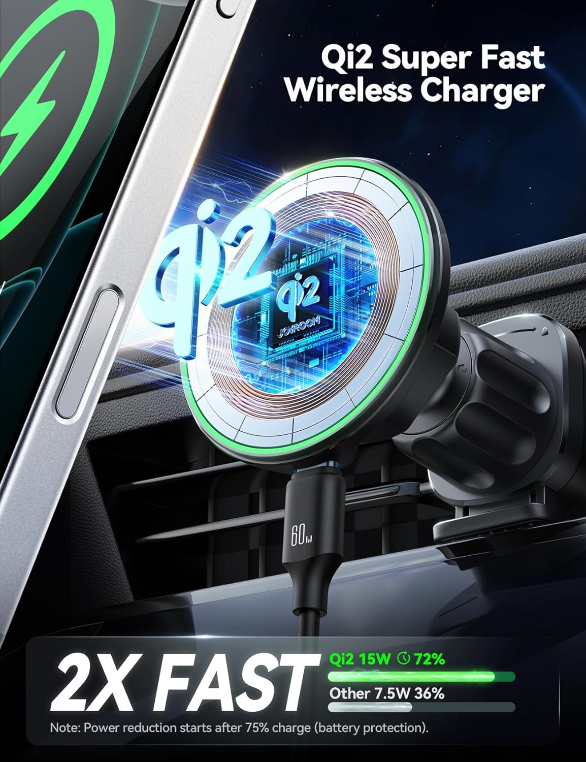 JOYROOM for Qi2 15W MagSafe Car Mount Charger, Qi2-Certified MagSafe Car Charger for Air Vent/Dashboard, Magnetic Wireless Car Holder Fit for iPhone 16 Pro Max Plus 15 14 13 12 - Image 3