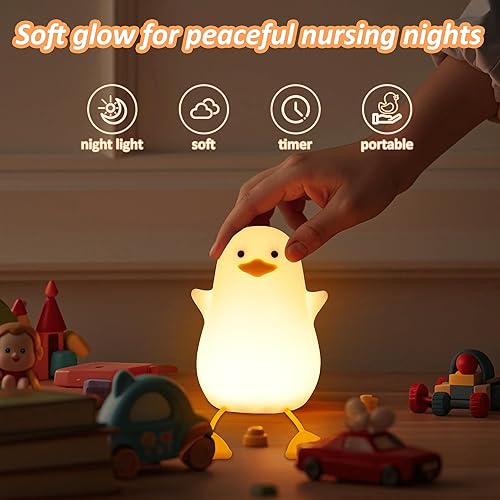 Miniatura 4 de Duck Night Light, Cute Ducks Gifts, Squishy Silicone Animal Night Lamp for Nursery Bedside with Dimmer & Rechargeable, Gifts for Birthday Holiday