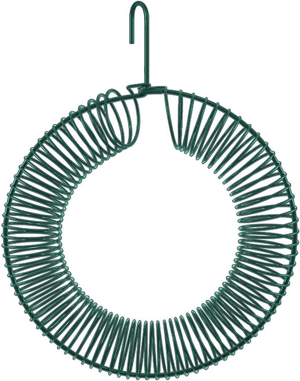 1 Pcs Green Hanging Peanut Wreath Bird Feeder, Round Steel Whole Wild Bird Feeder with Hanging Hook for Outdoor Birds and Squirrels Feeding