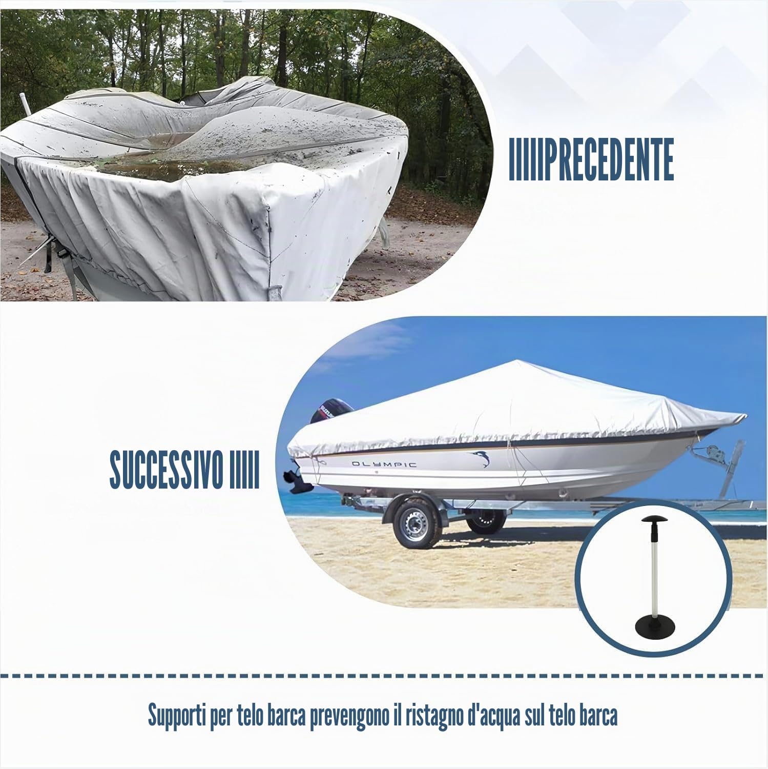 Sistema di supporto del palo della copertura della barca - accessori del palo in alluminio telescopico con altezza regolabile a 3 fasi di 23 "~ 57" per pontone basso barchetta da pesca Bimini Tops