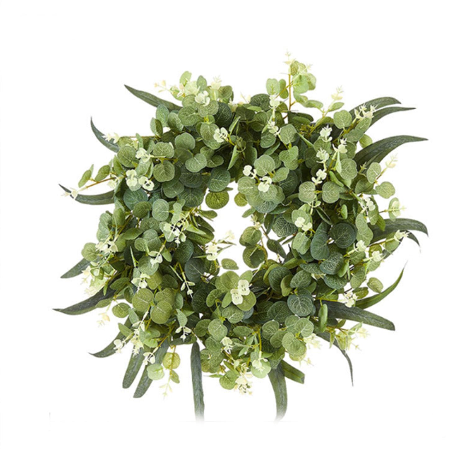 Christmas wreaths, 18 Inch, for Home, Farmhouse Decor with Eucalyptus Leaves,Rose, Big Berries(Color 8)