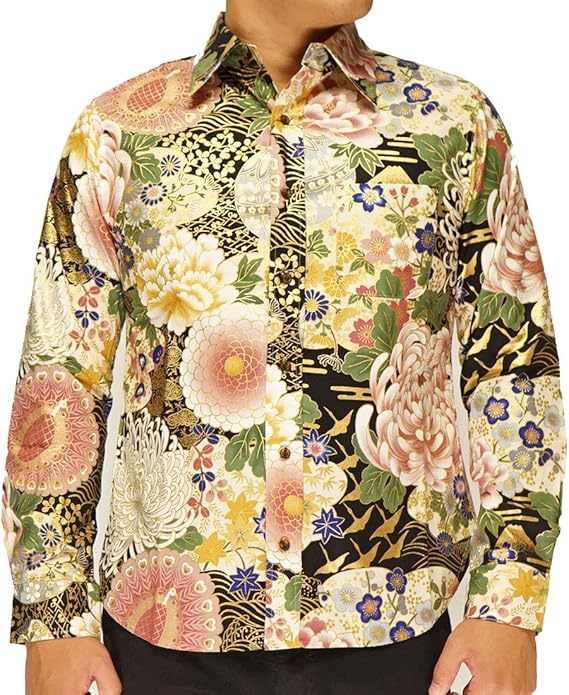 Amazon 衣櫻 ころもざくら 百花繚乱 鳳凰 レギュラーシャツ 和柄長袖シャツ 日本製 シーチング素材 メンズ Sa 1306 シャツ 通販