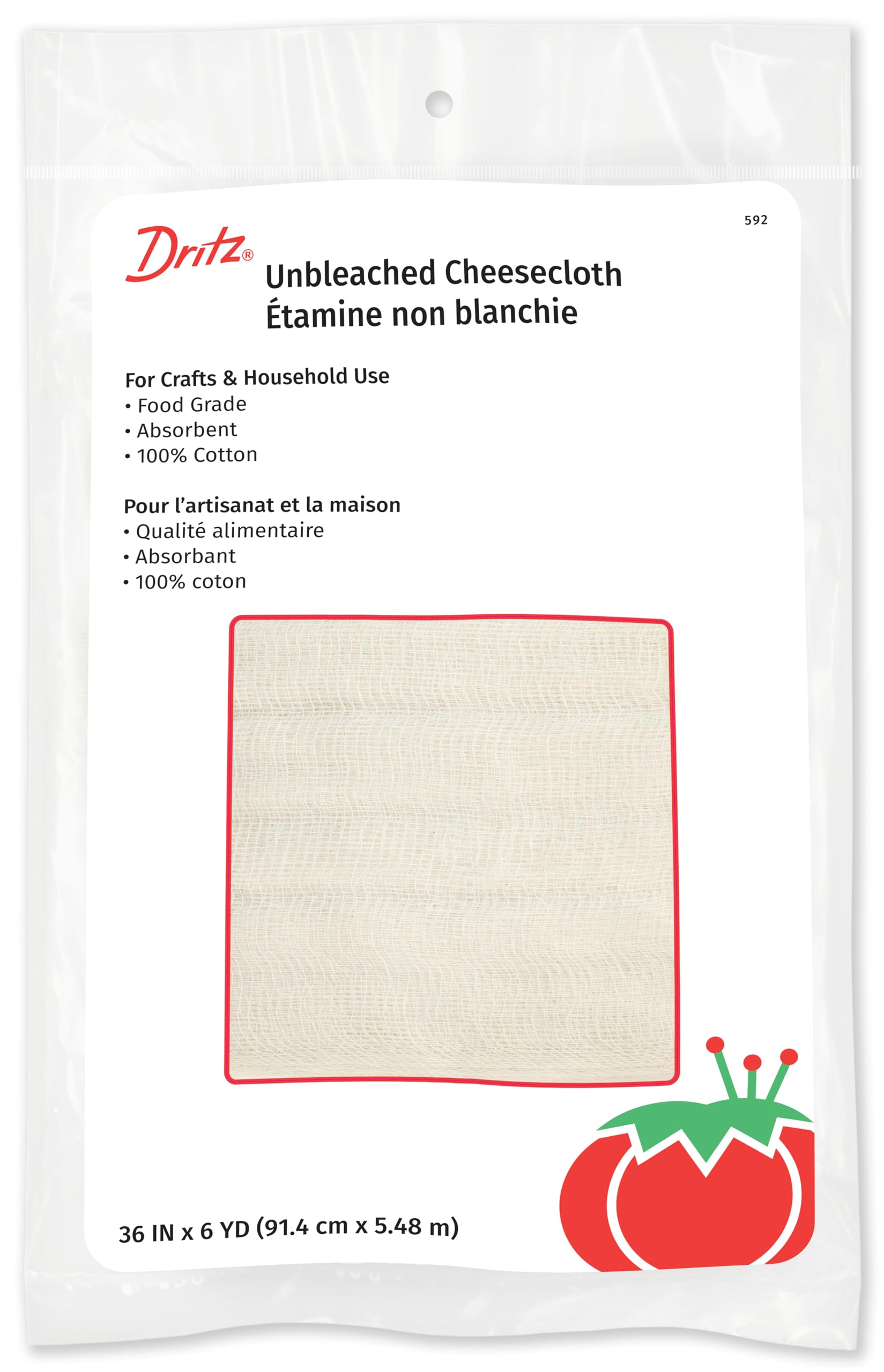 DritzFood Grade Cotton Cheesecloth for Craft & Household Use, 36" x 6-Yards, Unbleached