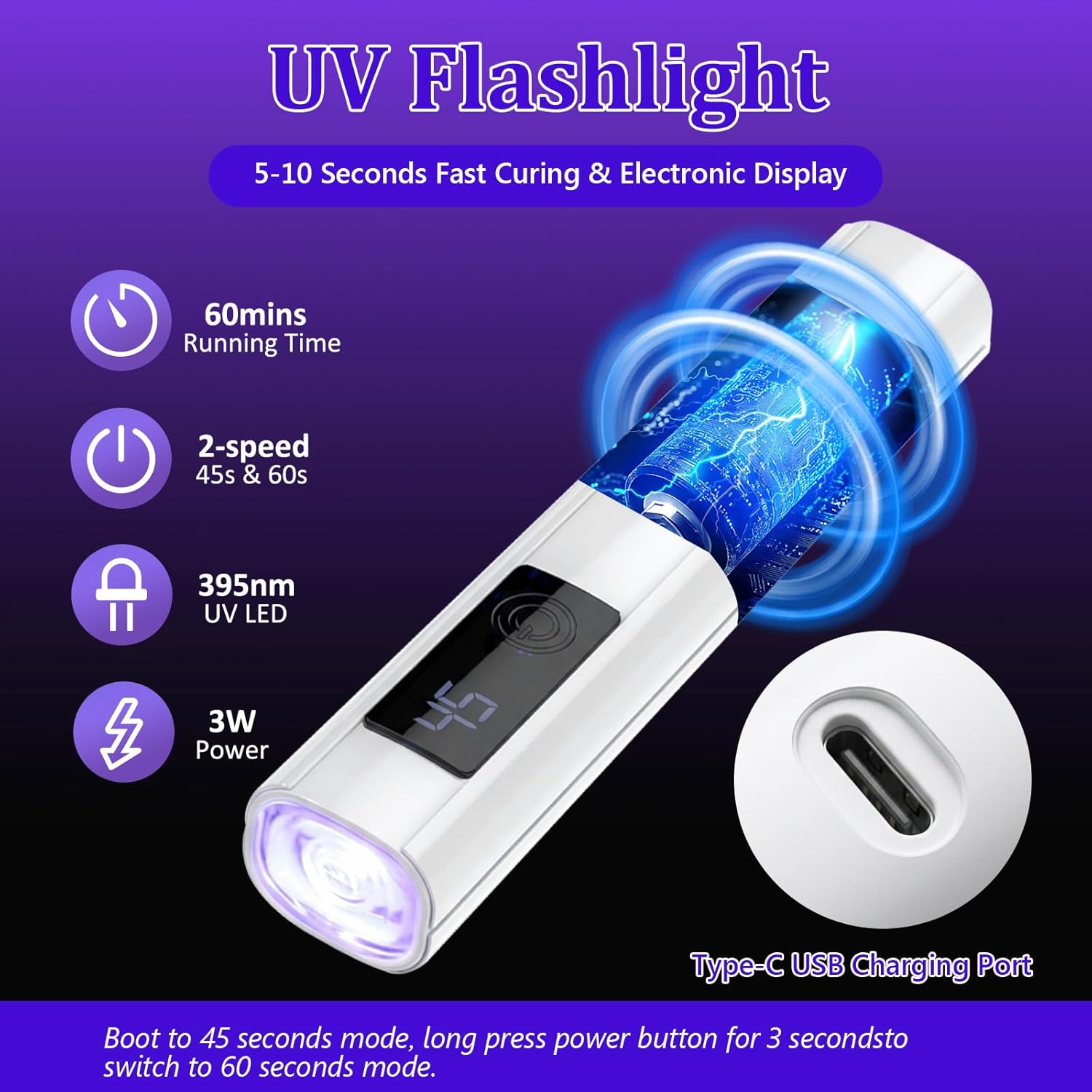 KISREL UV Light for Resin, Large Double-Sided Light with UV Flashlight, 2-in-1 Detachable Resin Curing Machine, 3-Speed Digital Display, 36w Fast Curing Lamp for Crafts, Jewellery Making