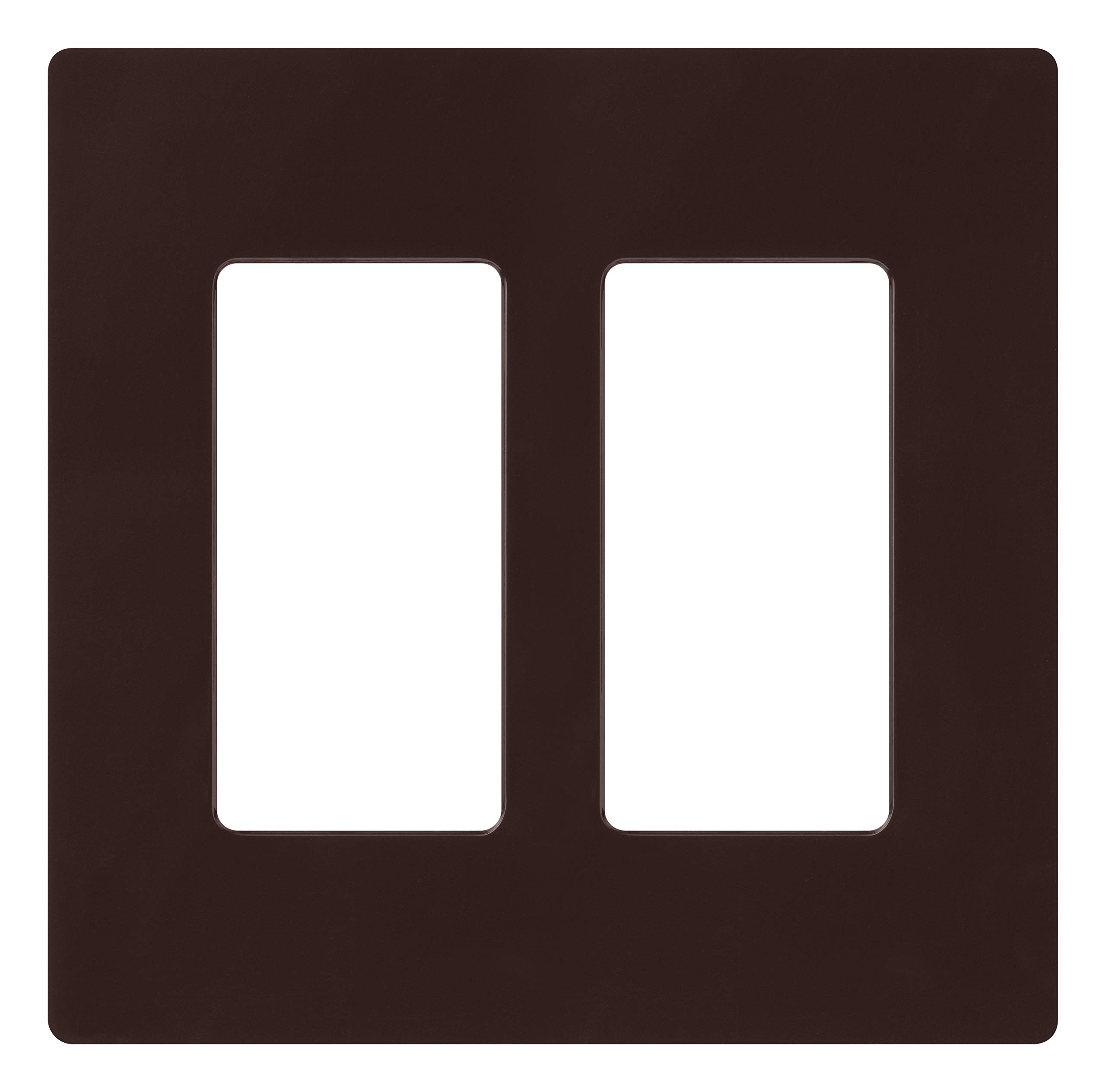Lutron Claro Light Switch Cover Plate, 2 Gang Wallplate, for Decorator Light Switches, Rocker Light Switch Cover, Outlet Cover, Screwless Switch Plate Cover, Gloss, CW-2-BR, Brown