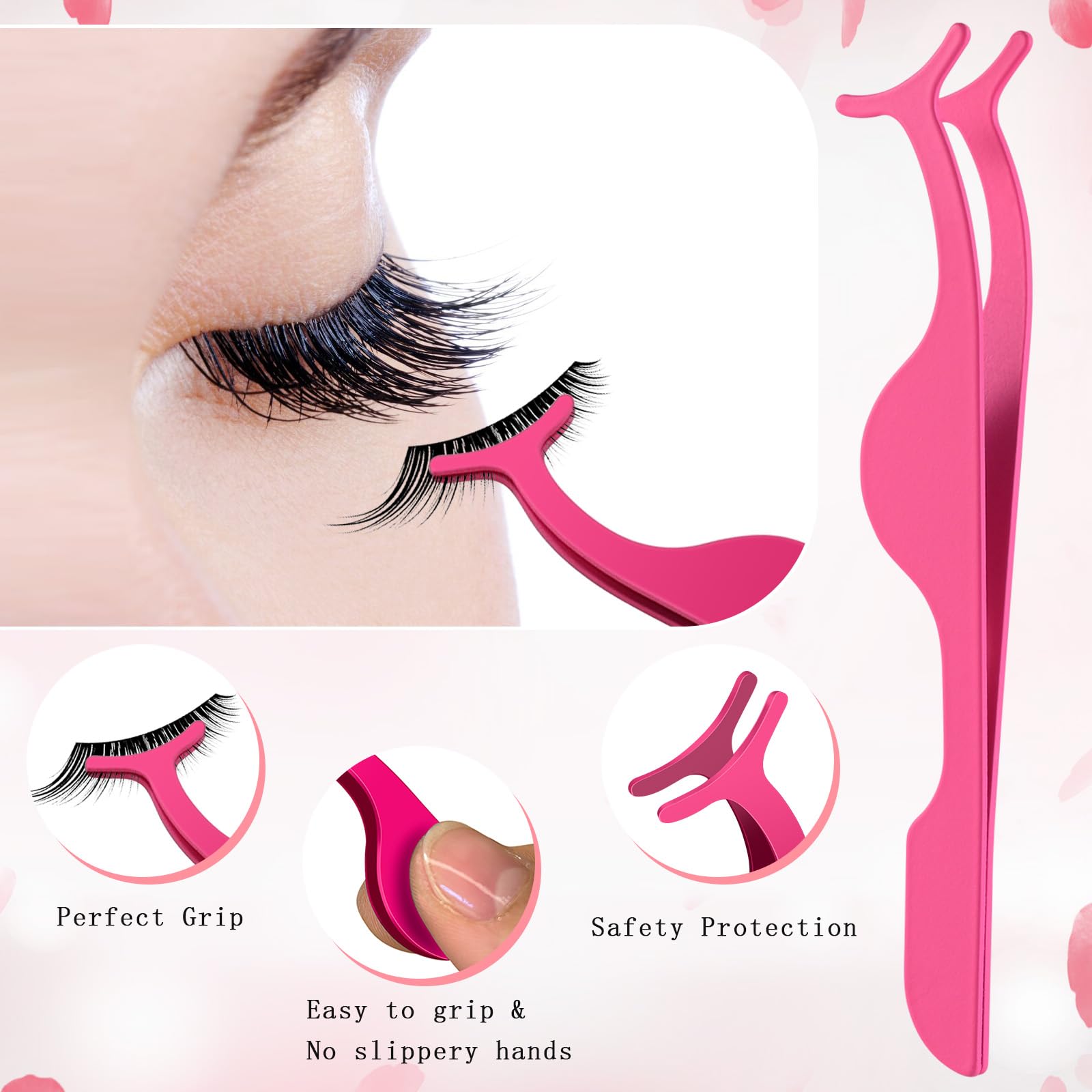 Wimpern-Applikator-Werkzeug-Set, Wimpernpinzette für individuelle Wimpernbügel, Anwendung und Entfernung, gerade und gebogene Wimpernverlängerungspinzette mit Aufbewahrungsbox und Augenbürste,
