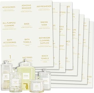 Talented Kitchen 144 Minimalistic Laundry Room Labels for Glass Jars, Preprinted Linen Closet Stickers for Containers, Bathroom Organization, Cleaning Supplies (Gold)