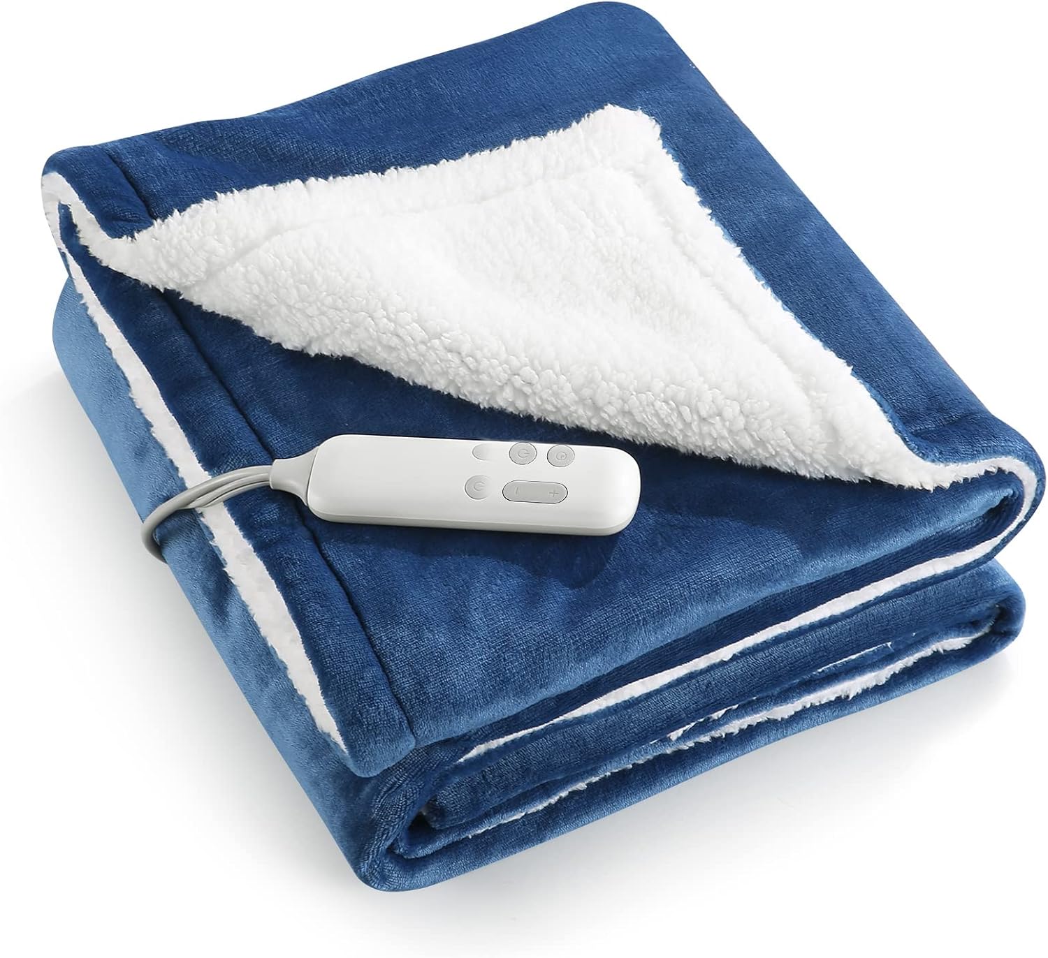 Electric Blanket 50'' x 60''Flannel & Sherpa Throw Fast Heating Heated Blanket with