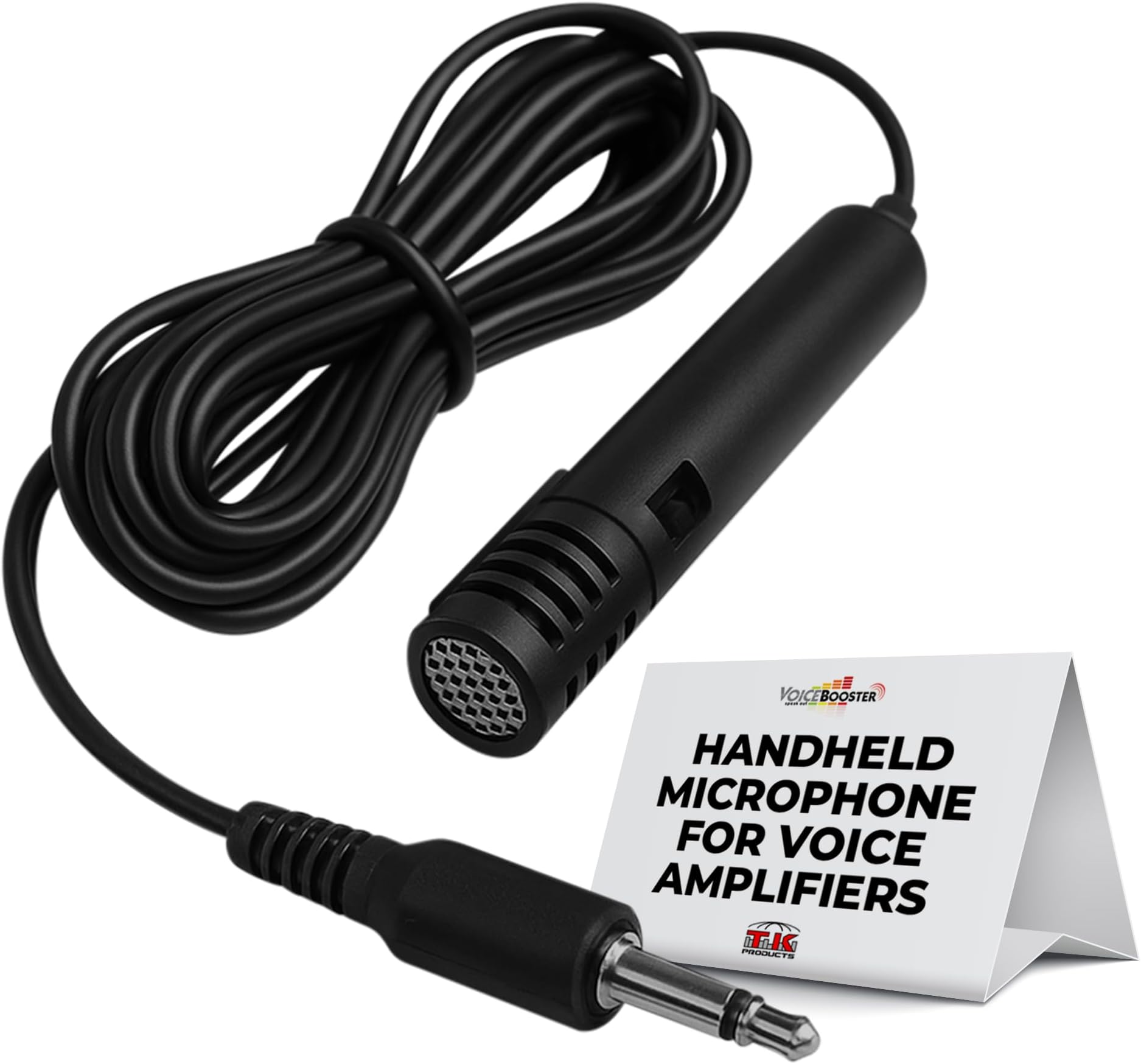 Dual Tie-Clip & Handheld Microphone 3.5mm Wired Mic with On/Off Switch for Voice Amplifier, Public Speaking, Teachers, Costumes, Presentations – 39" Cord in Black