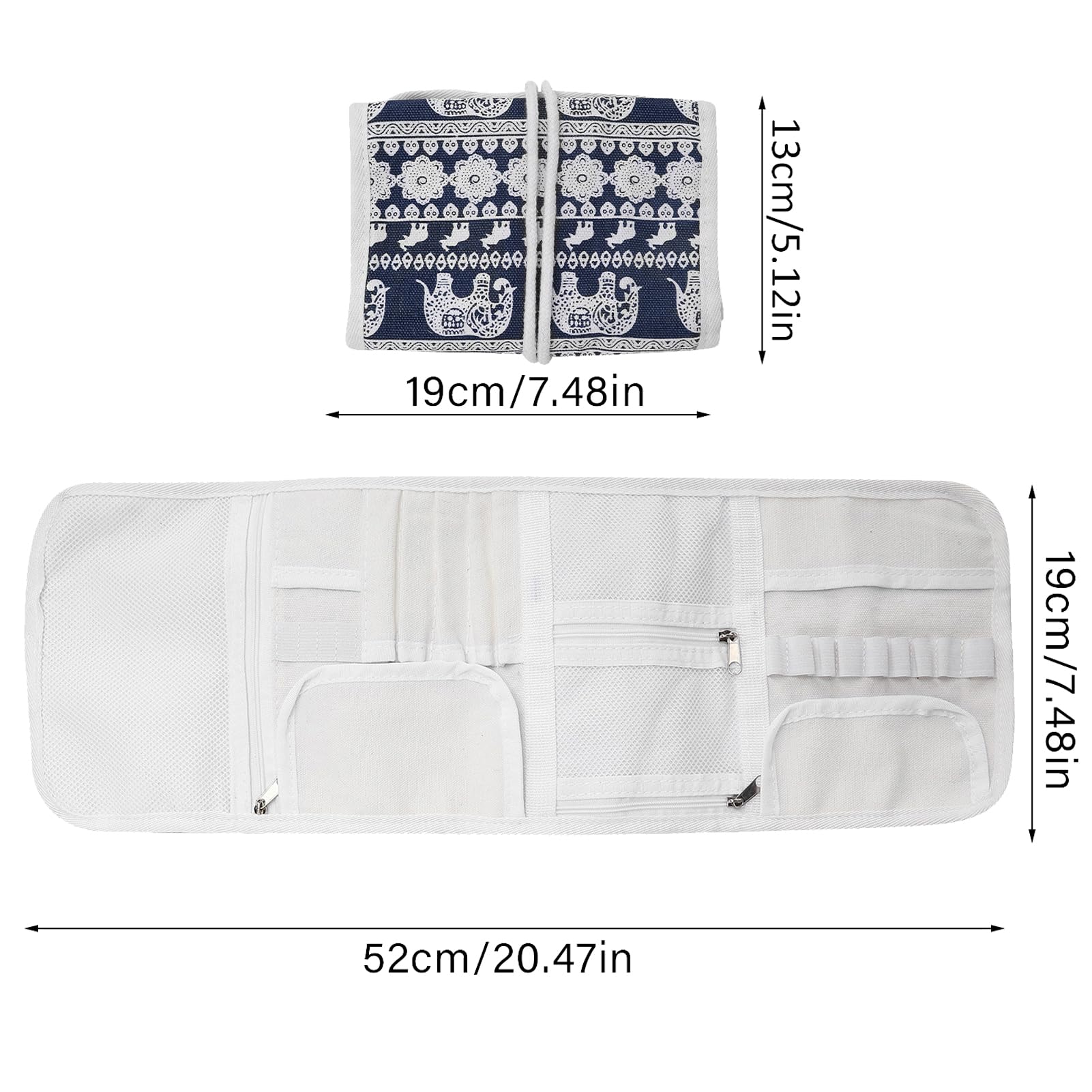 Owl Crochet Bag Crochet Needle Case Crochet Needle Empty Storage Bag Crochet Needle Storage Zipper Pouch with Crochet Needle Slot, Crochet Hook Slot (Empty Bag-Elephant)