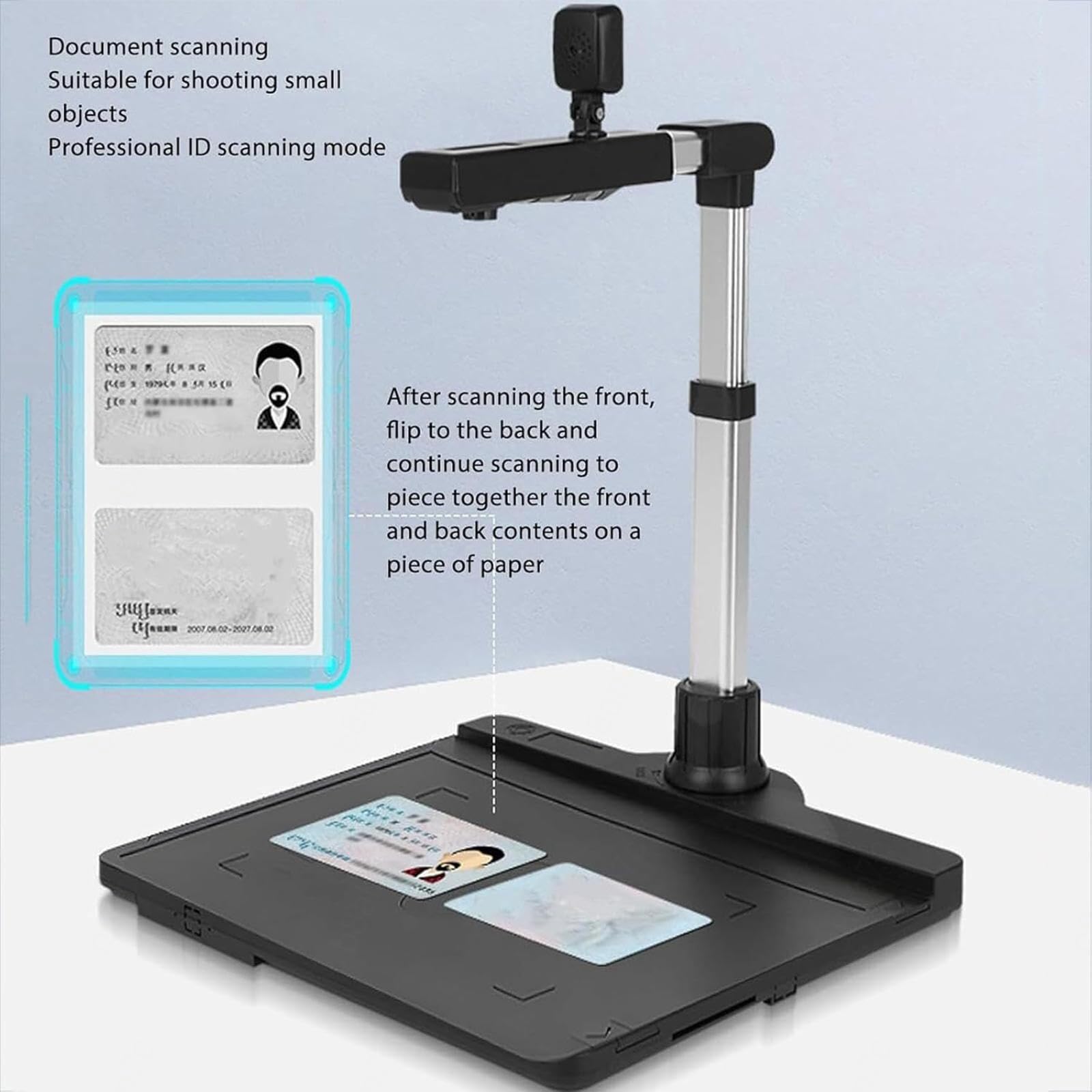 Escáner de documentos y libros, cámara de documentos USB de alta velocidad A3/A4 con 2 luces LED, tecnología OCR, lente dual de 10 MP y 2 MP para archivar, escuela y oficina