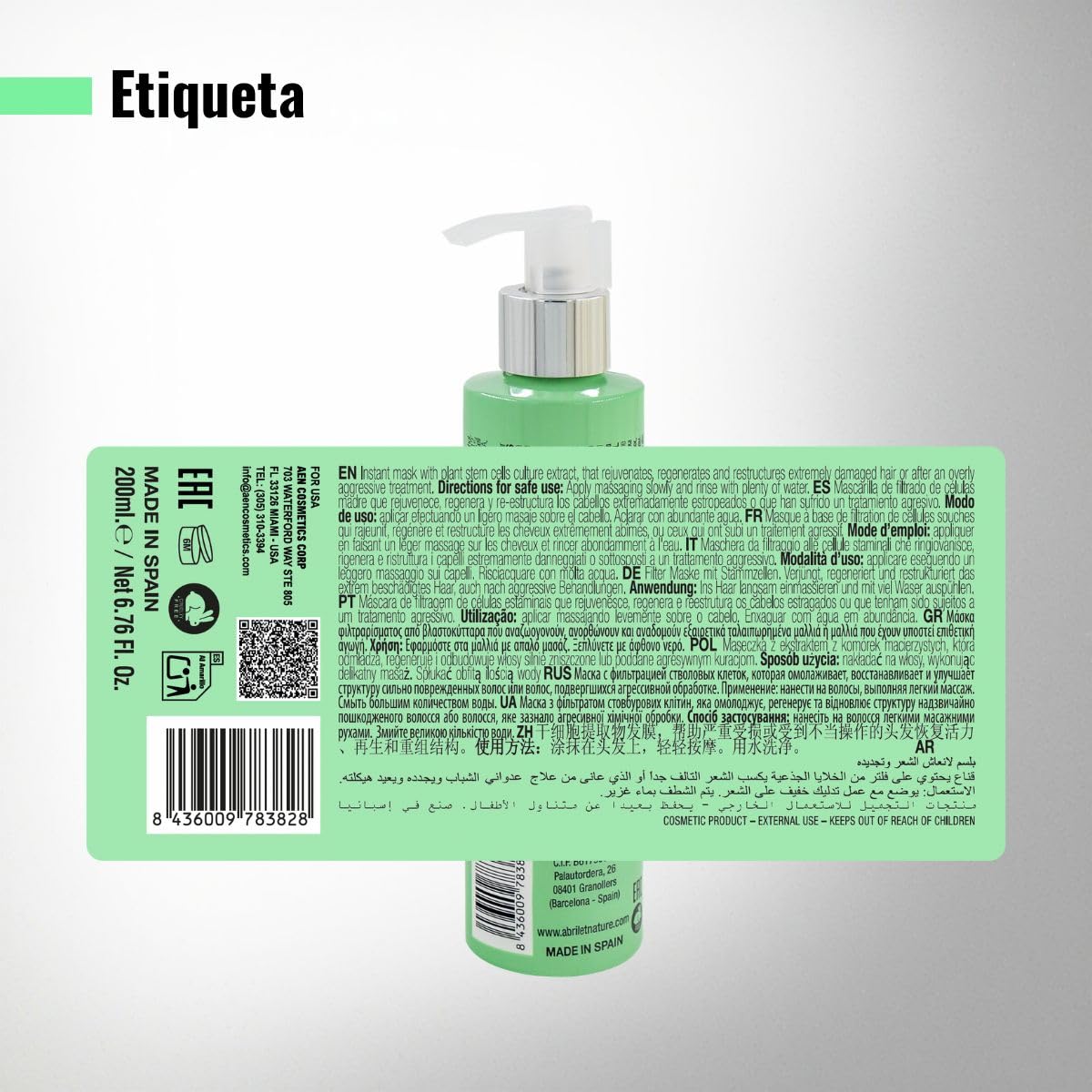 abril et nature - Cell Innove - Mascarilla Capilar Profesional - Para todo tipo de cabellos - Suaviza, Rejuvenece y Regenera - Recupera un pelo sano - Obtén un tacto sedoso y restaurado - 200 ml