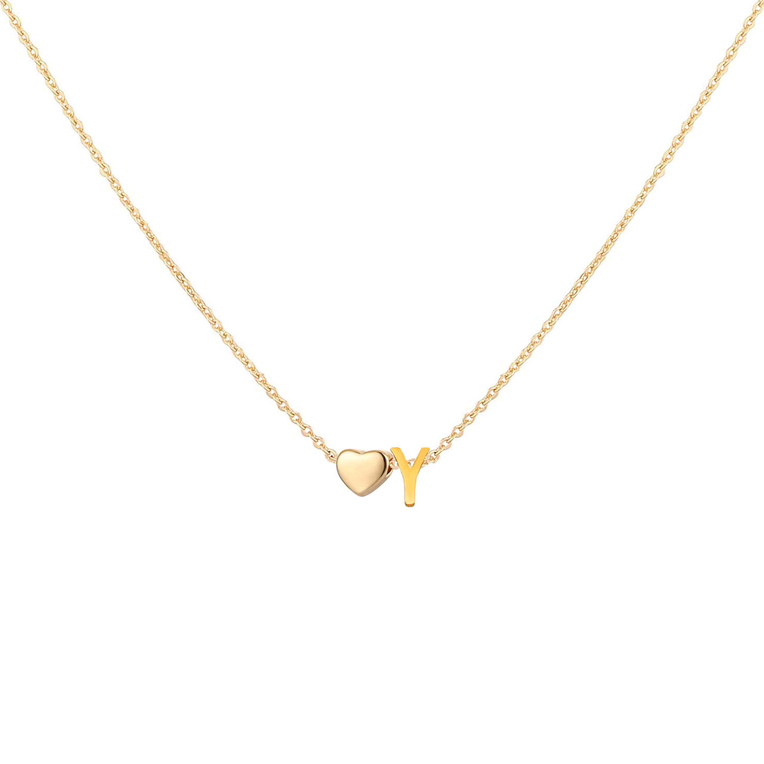 Initial Heart Necklace 18K Gold Plated Stainless Steel Tiny Heart Letter Necklace Personalized Monogram Name Necklace for Women