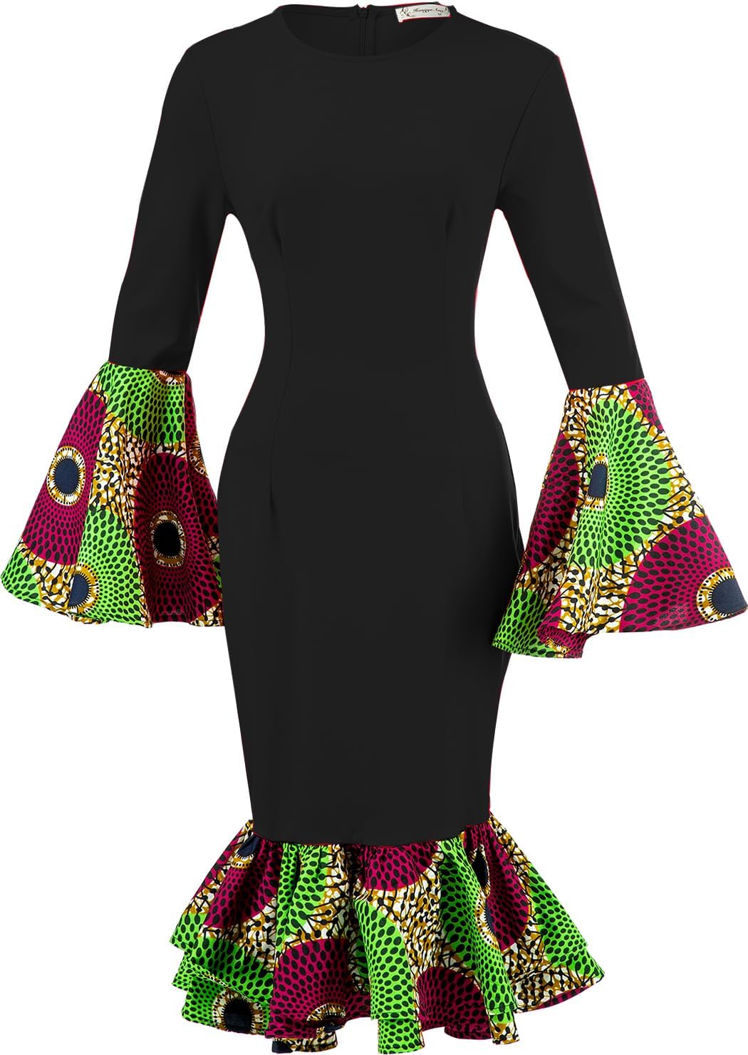 Women's African Fashion Ankara Print Dress Traditional Casual Outfits Attire