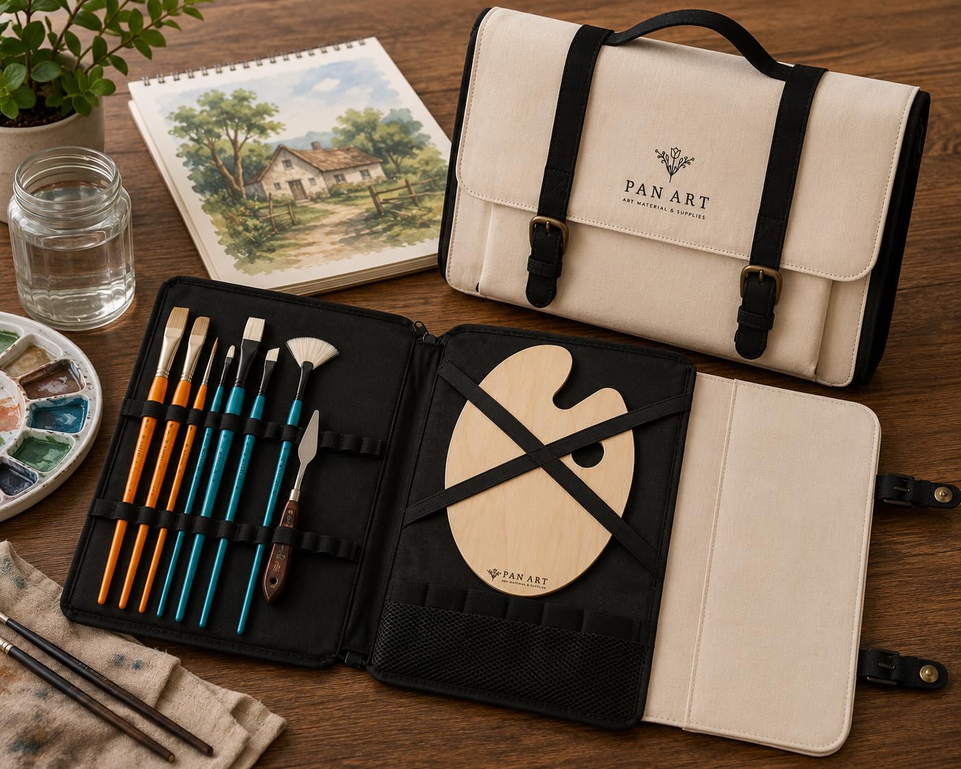 Pan Art Kit de voyage complet professionnel | Fournitures de peinture acrylique et à l'huile - PA-CP-04
