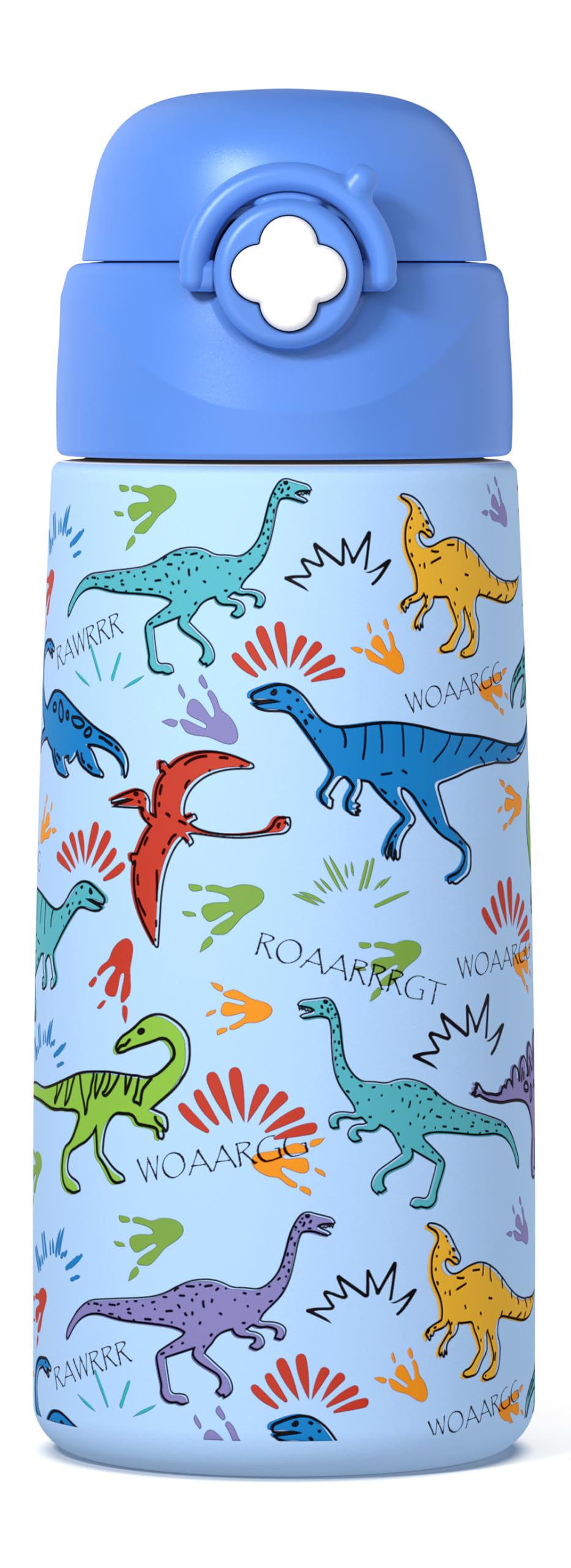 Boys Insulated Water Bottle with Covered Pop-Up Straw 16 oz Kids Cups with Stainless Steel Leak Proof for