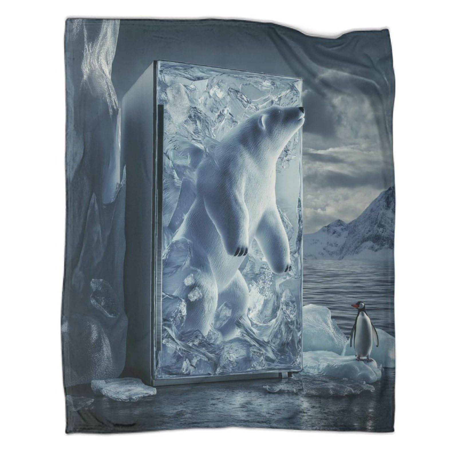 Couverture ours polaire flanelle contre le froid : plaid chaud et doux