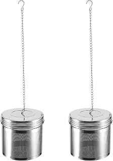 Jrifedptry Paquete de 2 infusores de bolas de té grandes para té de hojas sueltas y infusor de especias para cocinar, tapa roscada, colador de té de malla extrafina