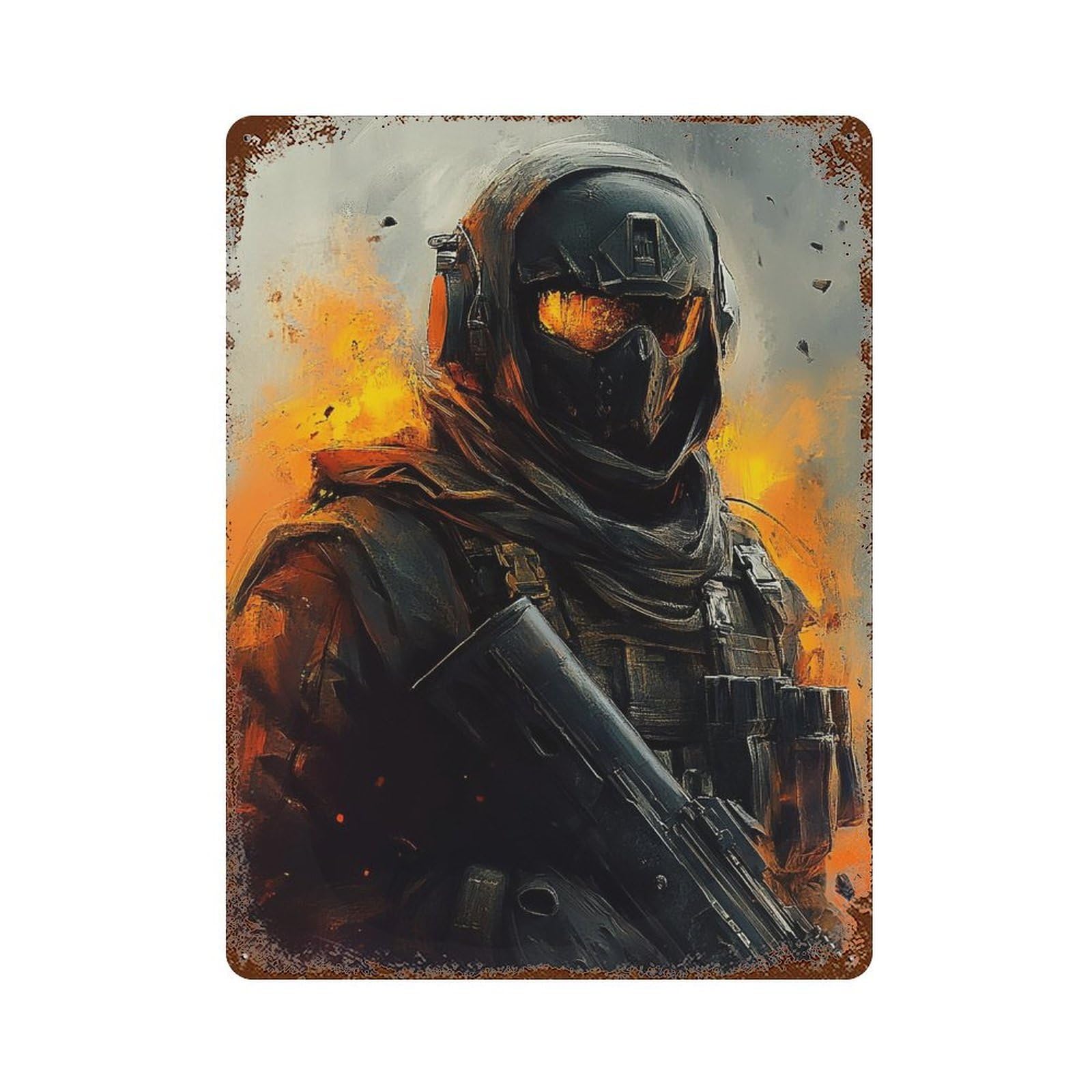 Future Soldier Armor Retro Metal Sign 15.7"x11.8", Industrial Home Decor for Garage, Pub Or Kitchen