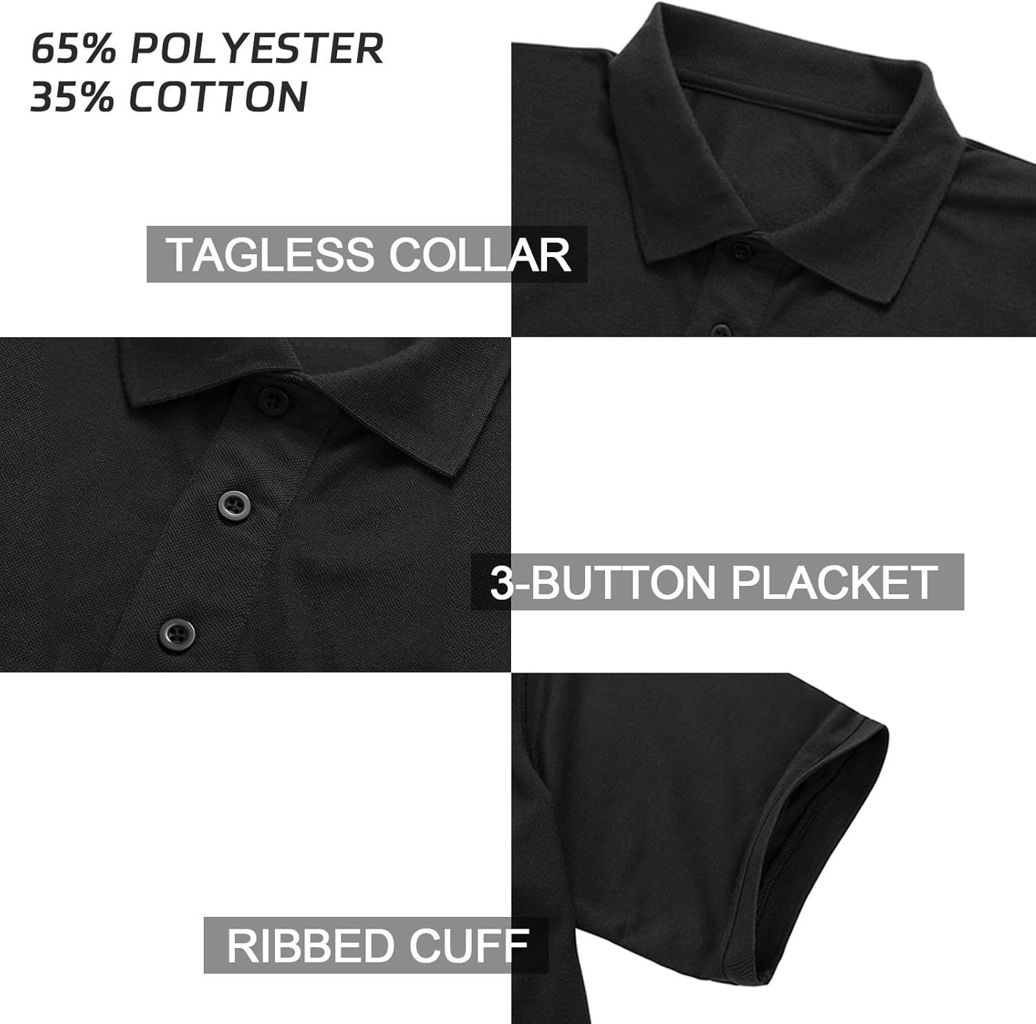 Men's Short Sleeve Polo Shirt Moisture Wicking Performance Dry Fit Golf Polo with Pocket - Image 4