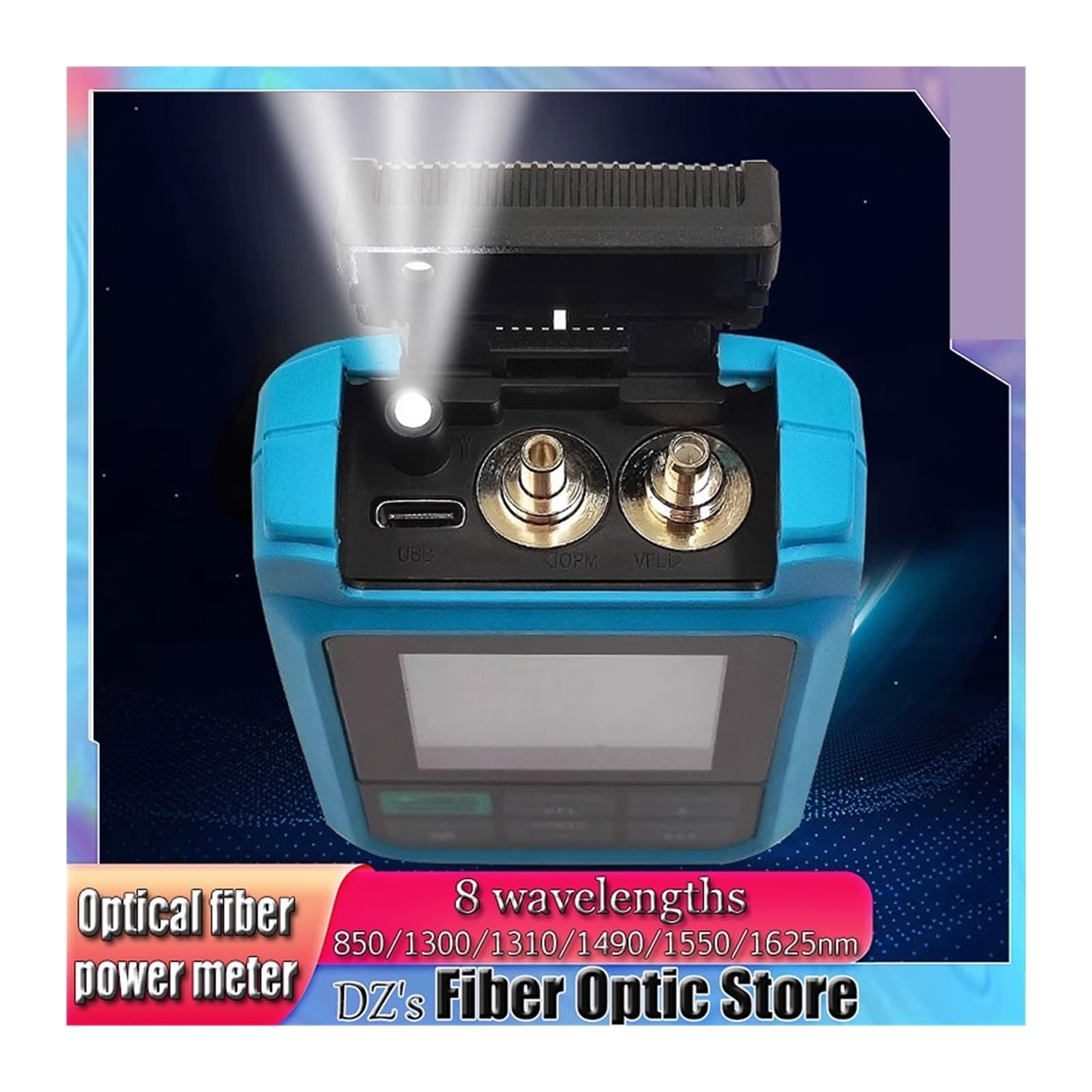 Testeur de Fibre Optique Mini Compteur De Puissance Fiber Optique Multifonction 4 en 1, 10MV, -50 ~ + 30dBm, Localisateur Visuel Défauts-70 À + 10dBm, Test Câble Réseau | A