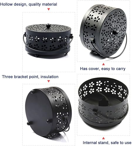 Miniatura 4 de Mosquito Coil Holder Classic Design Portable Metal Inciense Holder Negro