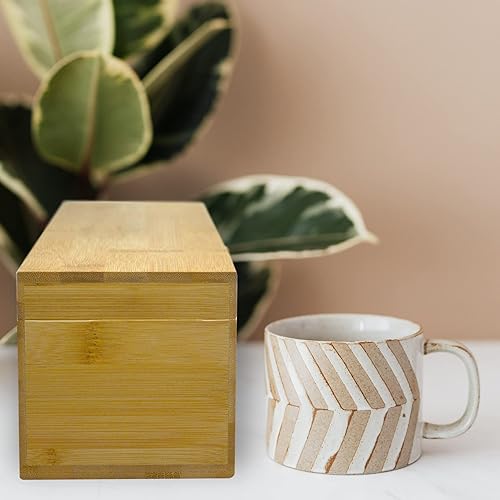 Miniatura 6 de Zen Earth Inspired Caja organizadora de té de bambú sin productos químicos, ecológica, grande, alta y ajustable, baúl de almacenamiento de madera