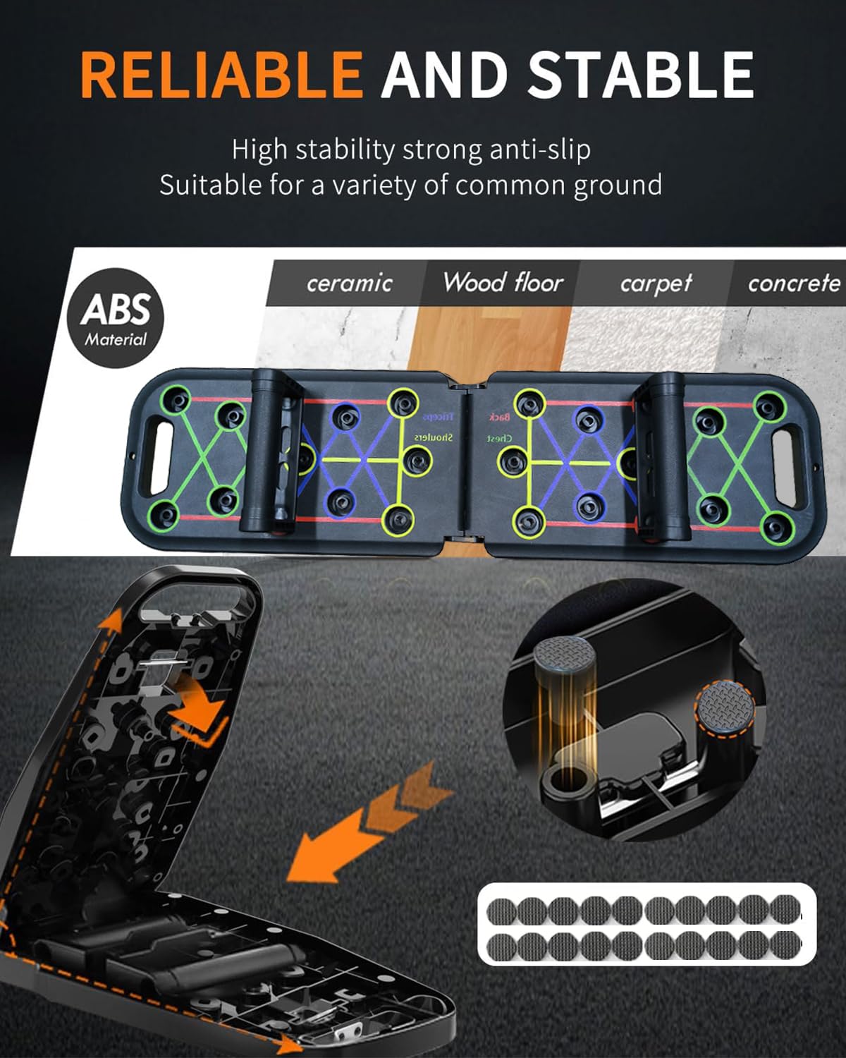 12-In-1 Push Up Board,Portable Pushup Bars for Men, Muscle Max Press Up Boards,Foldable Gym Home Exercise Board,Multi-function Push-Up Stand,Home Workout Equipment with Resistance Bands