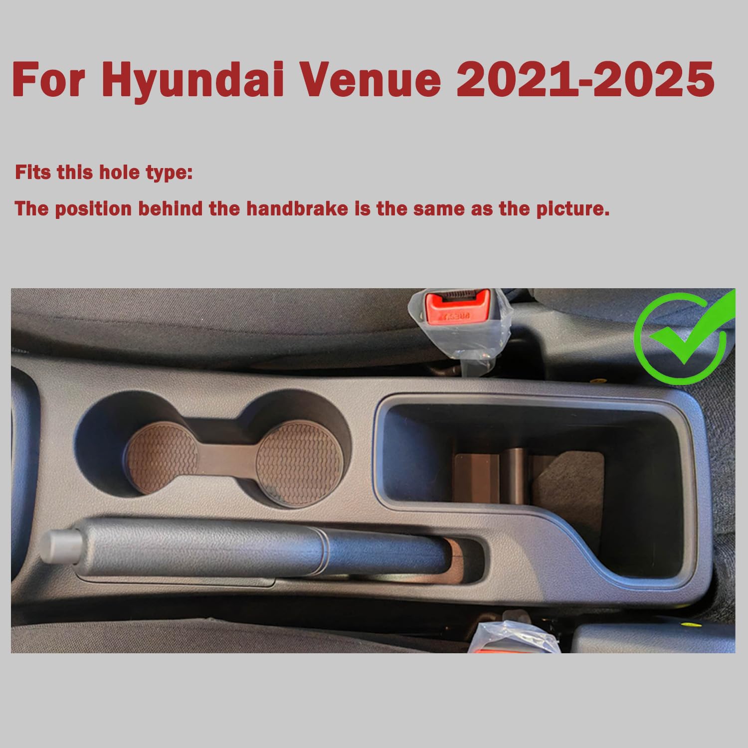 YJYWZH Car Armrest Box for Hyundai Venue 2021-2025 Accessories Center Console Organizer, Interior Double-Layer Storage Box Leather Arm Rest with Hidden Cup Holder (No USB Ports, Black Thread) - 3