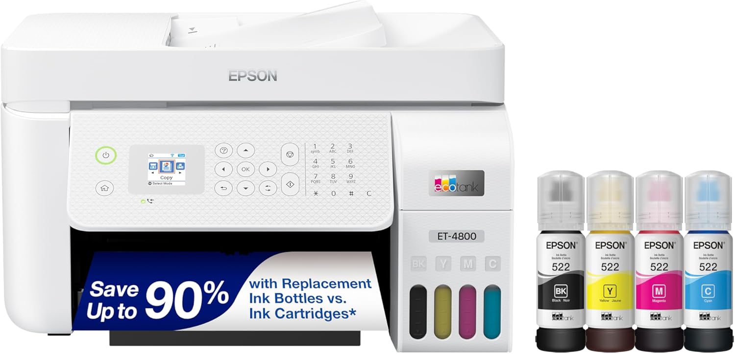 Epson EcoTank ET-4800 Wireless All-in-One Cartridge-Free Supertank Printer with Scanner