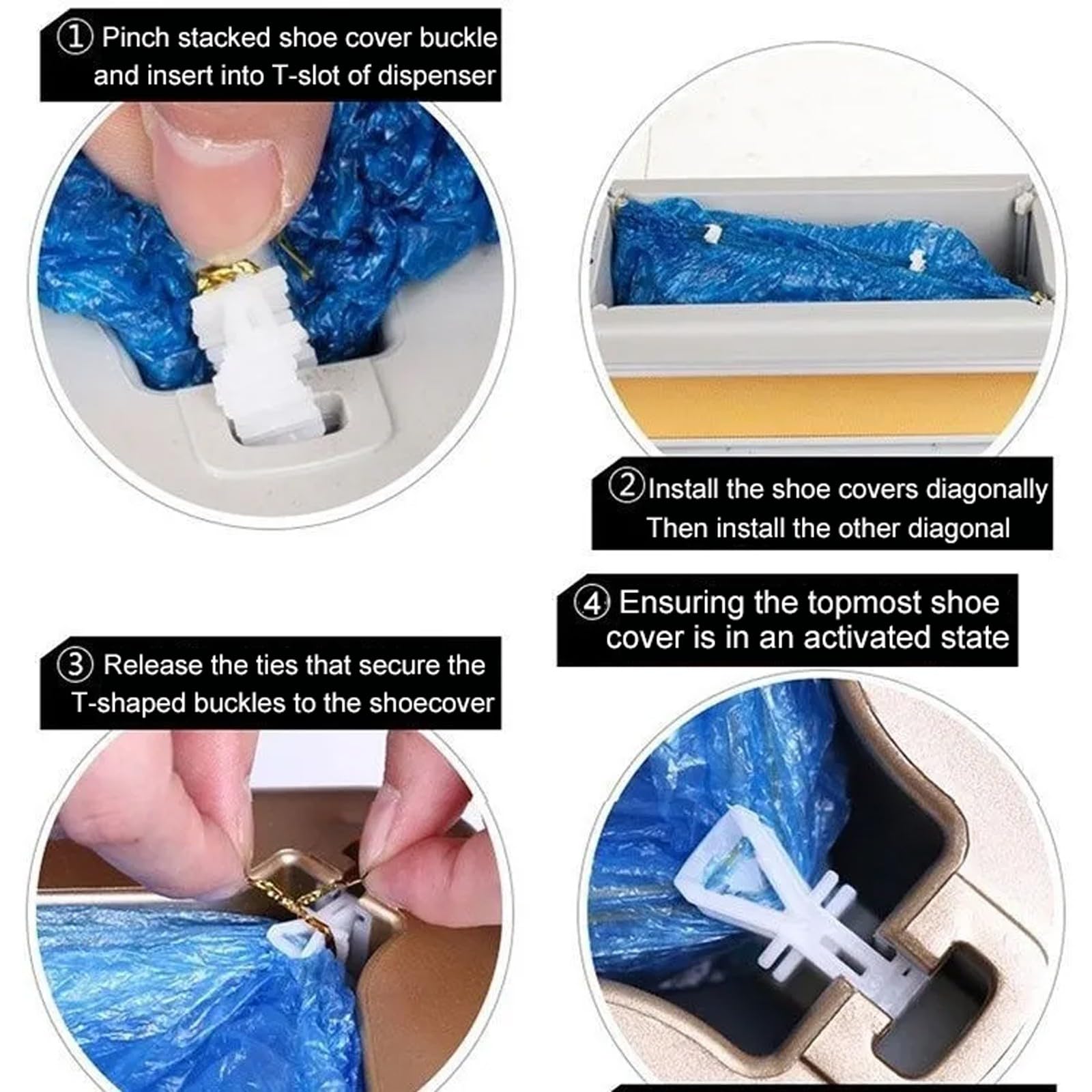 Cubrezapatos EláSticos Desechables, Paquete de 100 Unidades, Talla úNica, con Hebilla en T, Impermeables, Ideales para FotografíA de Bodas(Color:Blue-500 Count)