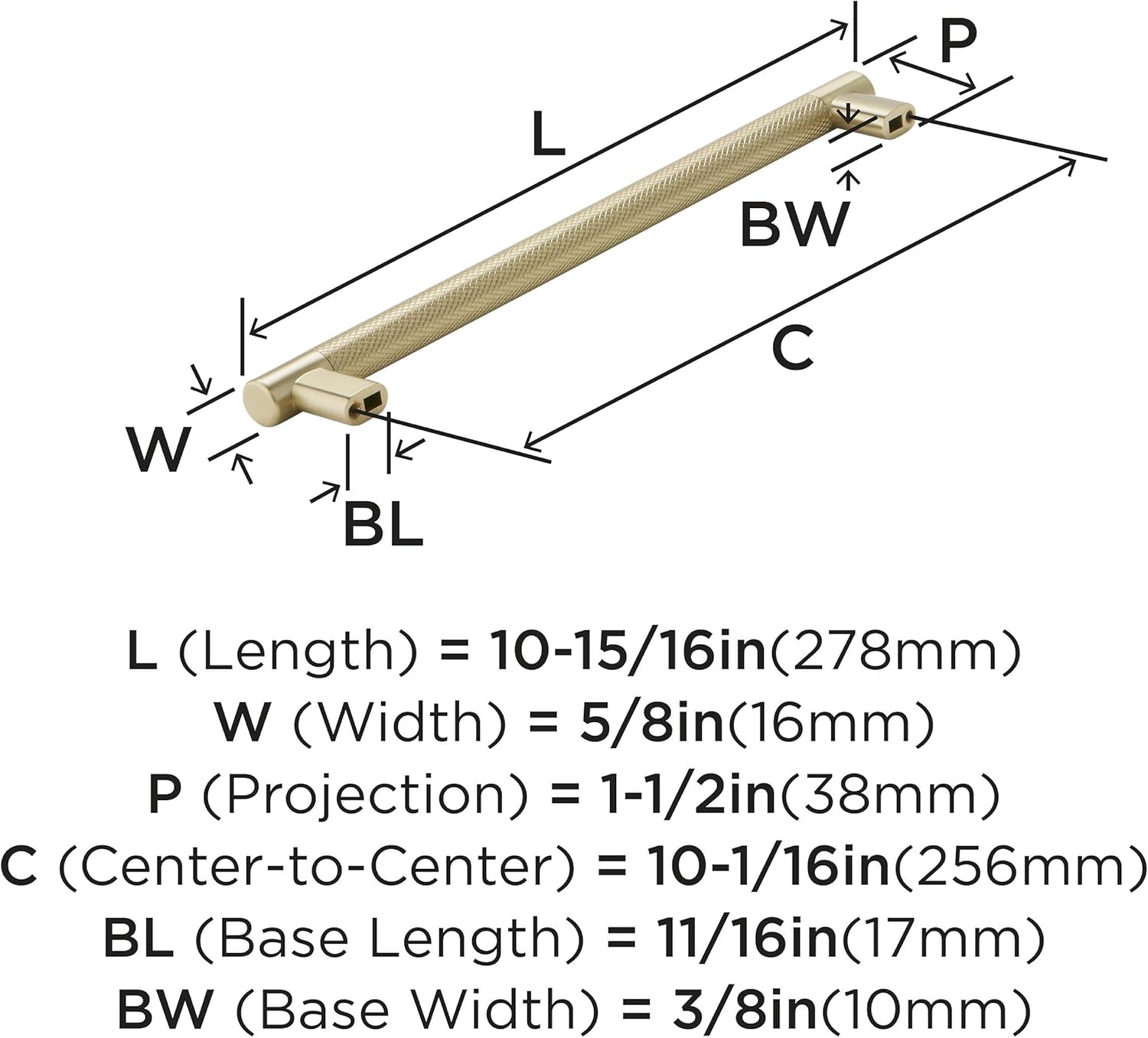 Amerock | Kitchen Cabinet Pull | Golden Champagne | 10-1/16 in (256 mm) Center-to-Center | Bronx | 1 Pack | Furniture Hardware | Cabinet Handle | Bathroom Drawer Pull