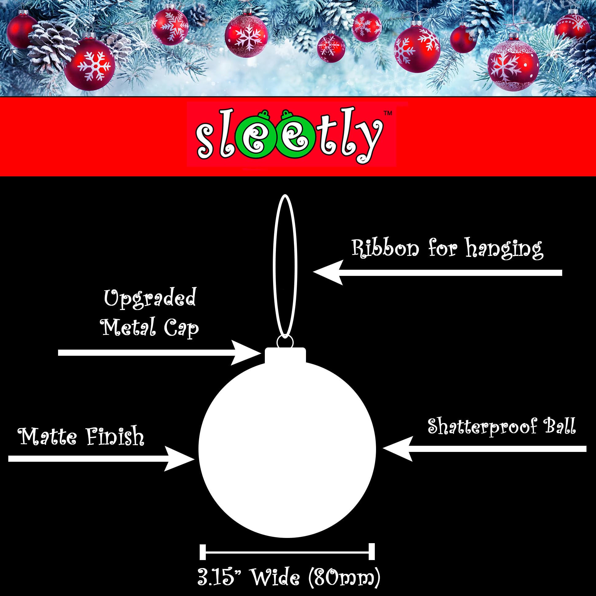 SLEETLY 12pk Blank Silver DIY Christmas Ball Baubles for Crafts to Personalize Make Your Own Ornament for Kids and Adults Drawing - Image 4