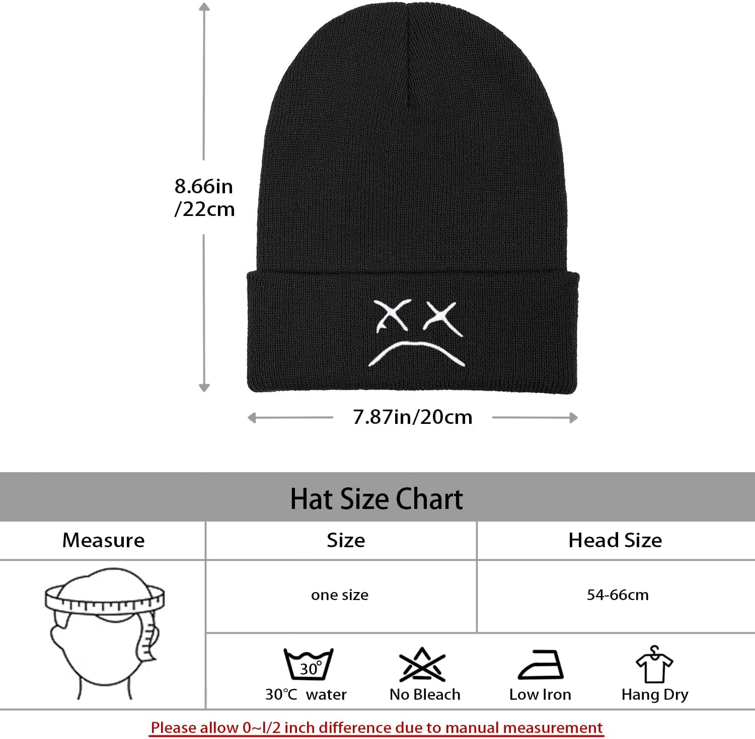 Metawu Funny Beanie Hat - Winter Warm Knitted Cap, Cute Skull Cap, Embroidery Stretchy Slouchy Beanie for Men Women Unisex - Image 3