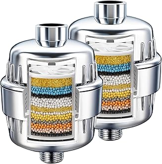 Shower Water Filter 2 Pack- Shower Head Filter for Hard Water - 20 Stage Showerhead Filter - Water Softener to Remove Chlorine and Fluoride,Chrome