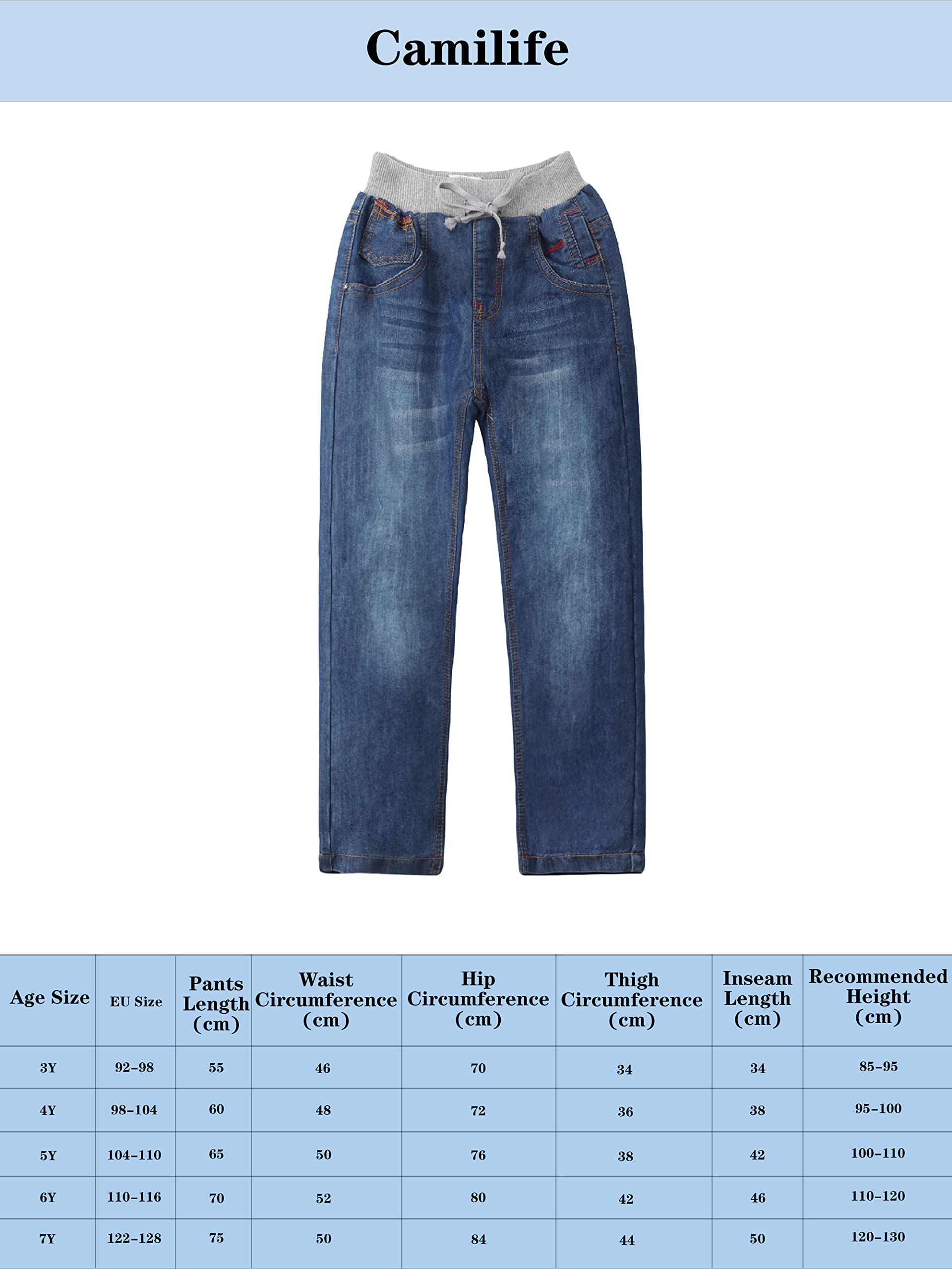 Bebè Bambine Bambini Ragazzi Ragazze Pantaloni di Cotone Denim Jeans vestibilità Regolare con Elastico in Vita in Maglia con Coulisse Taglia 92-128