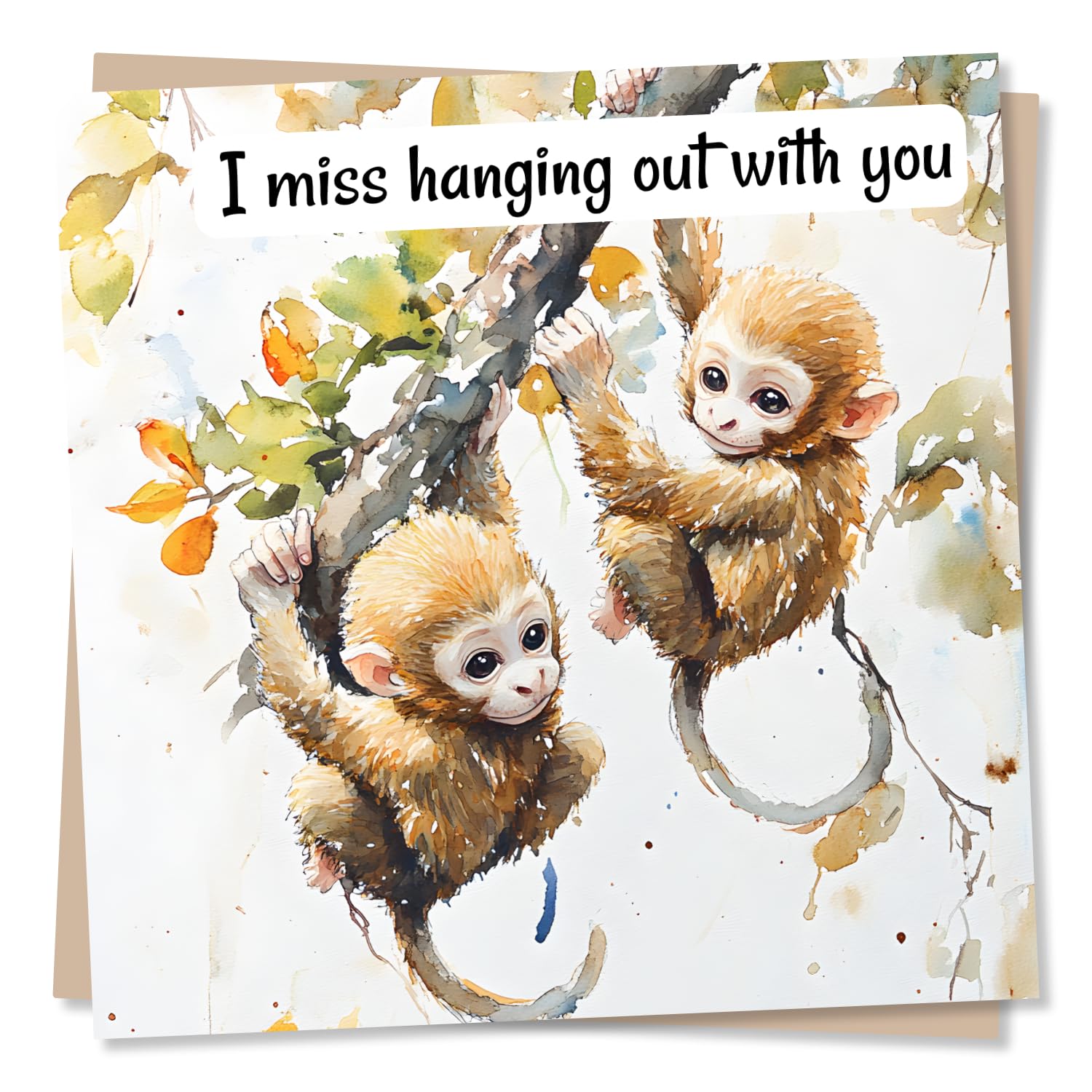 Photo 1 of Nokular Missing You Card - Monkeys and Nature