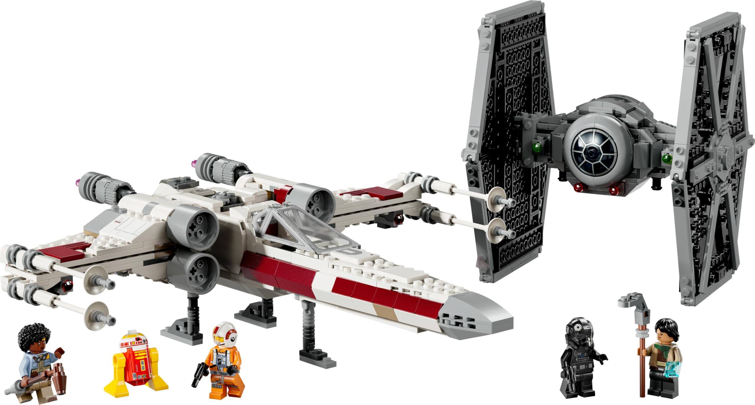 LEGO Star Wars 75393 TIE Fighter et X-Wing à Combiner - Jeu de Construction avec 2 Vaisseaux Spaciaux - 4 Minifigurines & Figurine de Droïde - Cadeau Original pour Garçon dès 9 Ans & Fans